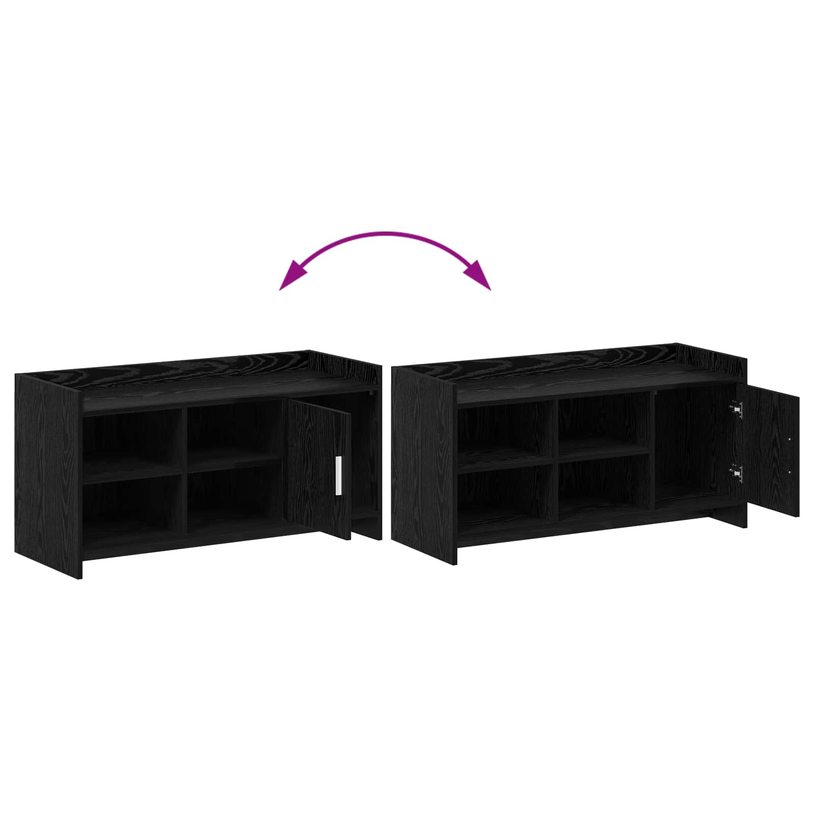 Schoenenkast Zwart eiken 100 x 39,5 x 51 cm Bewerkt hout image 9