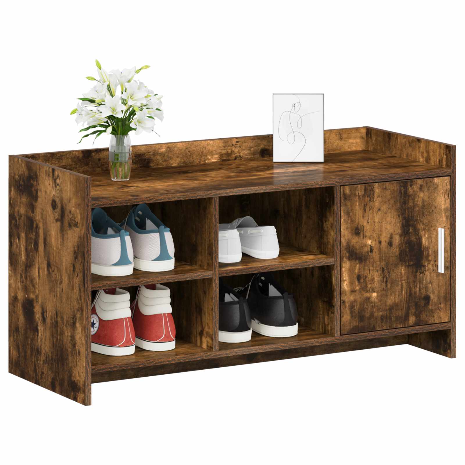 Schoenenkast Gerookt eiken 100 x 39,5 x 51 cm Bewerkt hout image 2