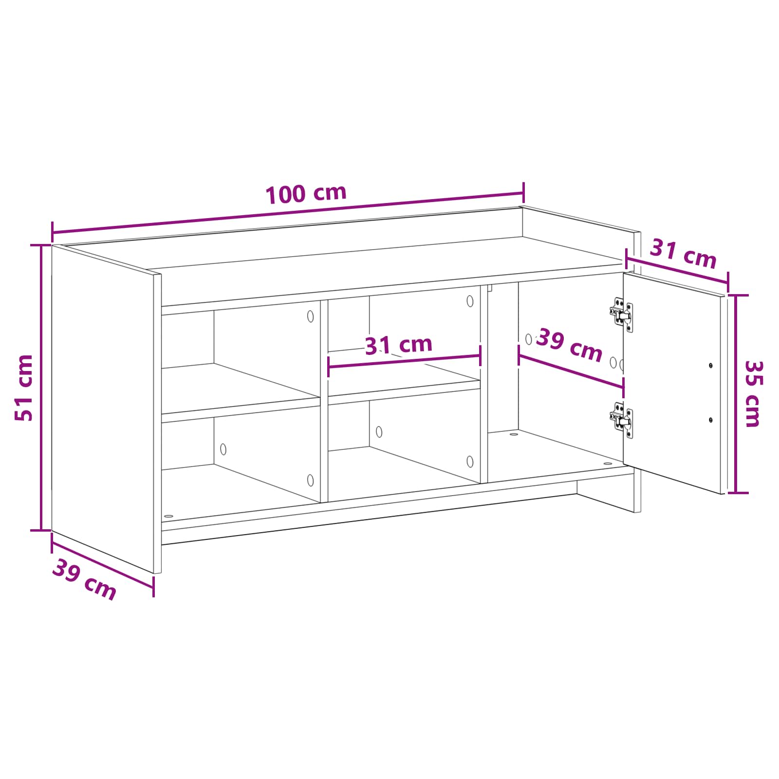 Schoenenkast Gerookt eiken 100 x 39,5 x 51 cm Bewerkt hout image 10