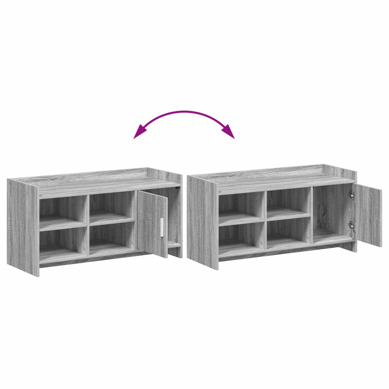 Schoenenkast Grijs Sonoma 100 x 39,5 x 51 cm Bewerkt hout image 9