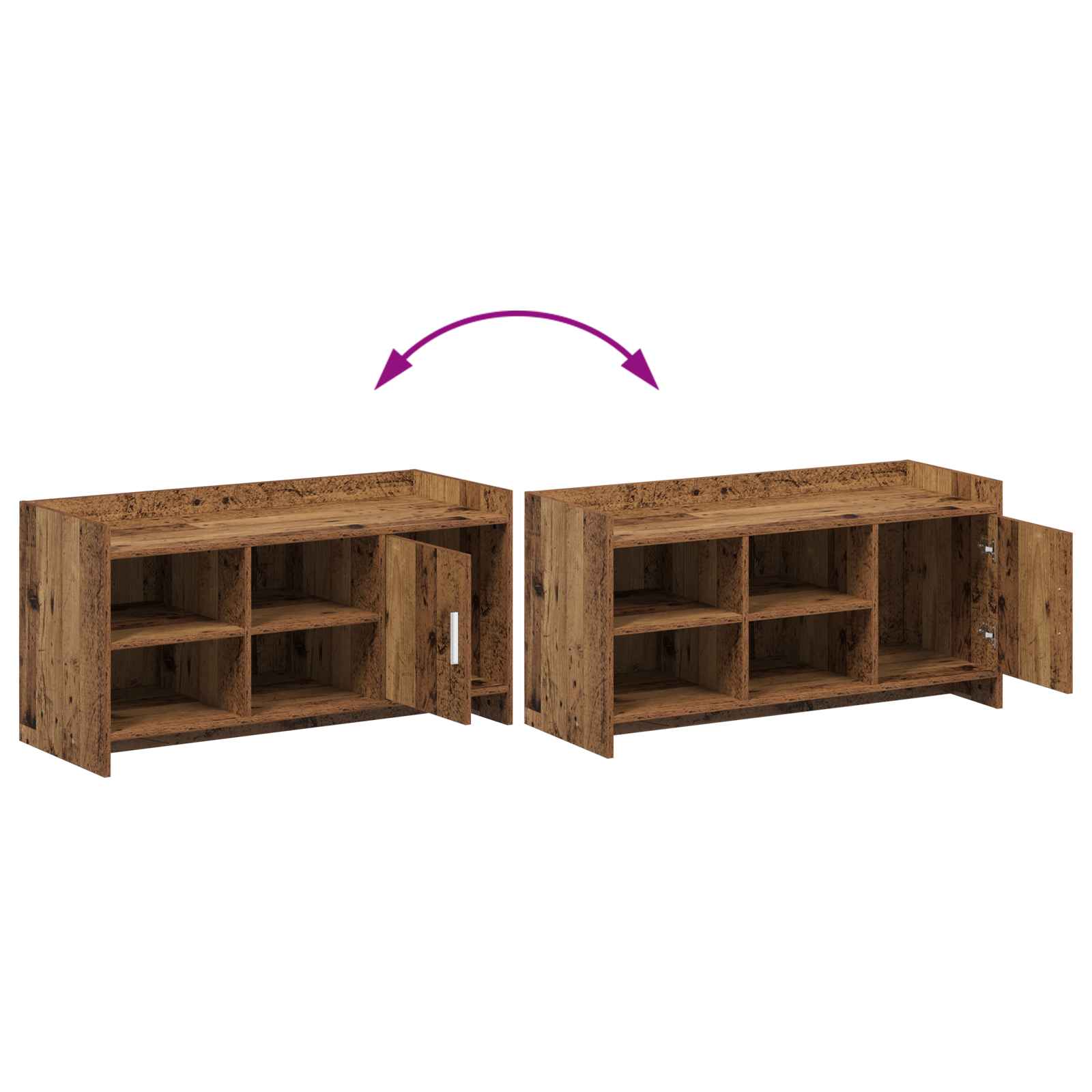 Schoenenkast Oud hout 100 x 39,5 x 51 cm Bewerkt hout image 9