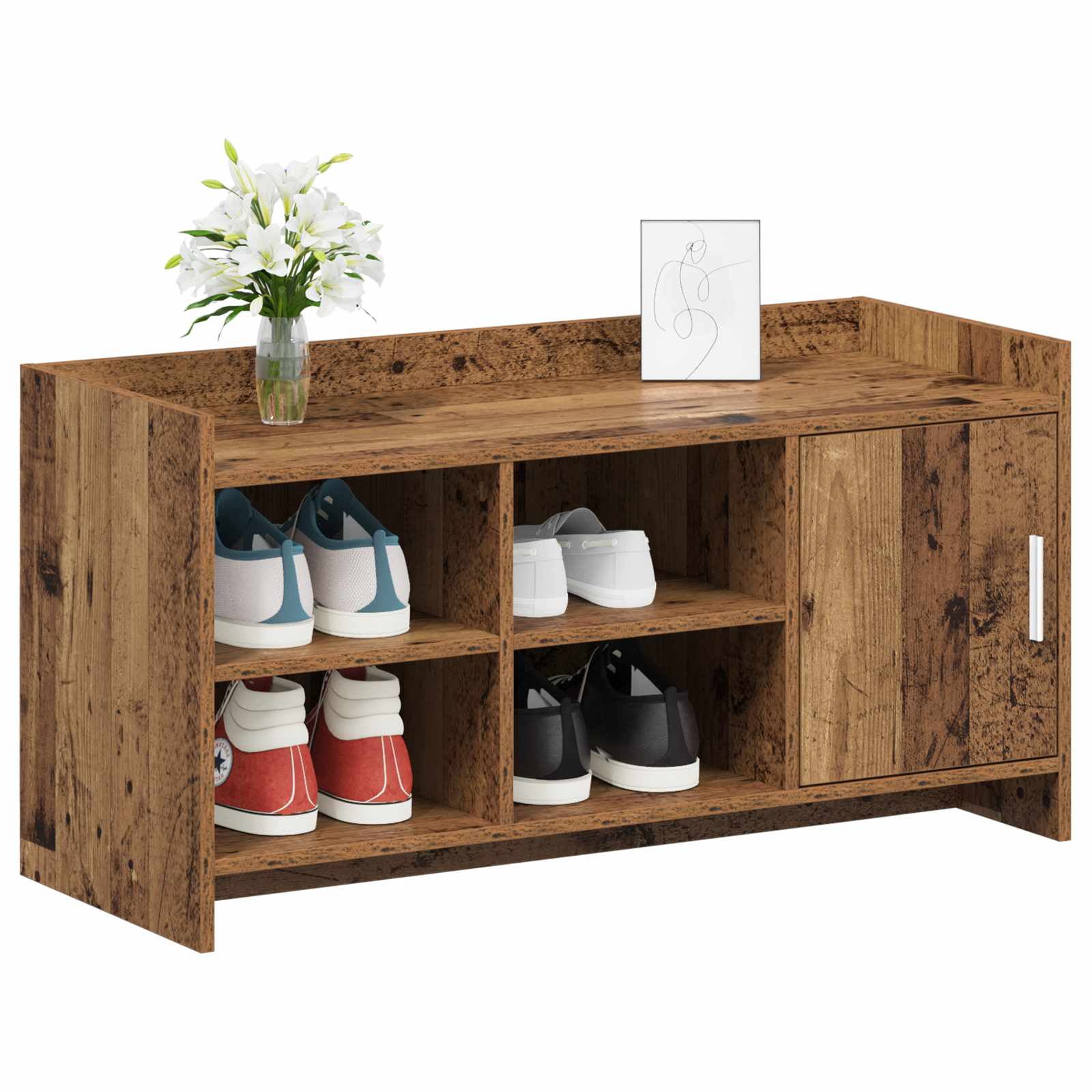 Schoenenkast Oud hout 100 x 39,5 x 51 cm Bewerkt hout image 2