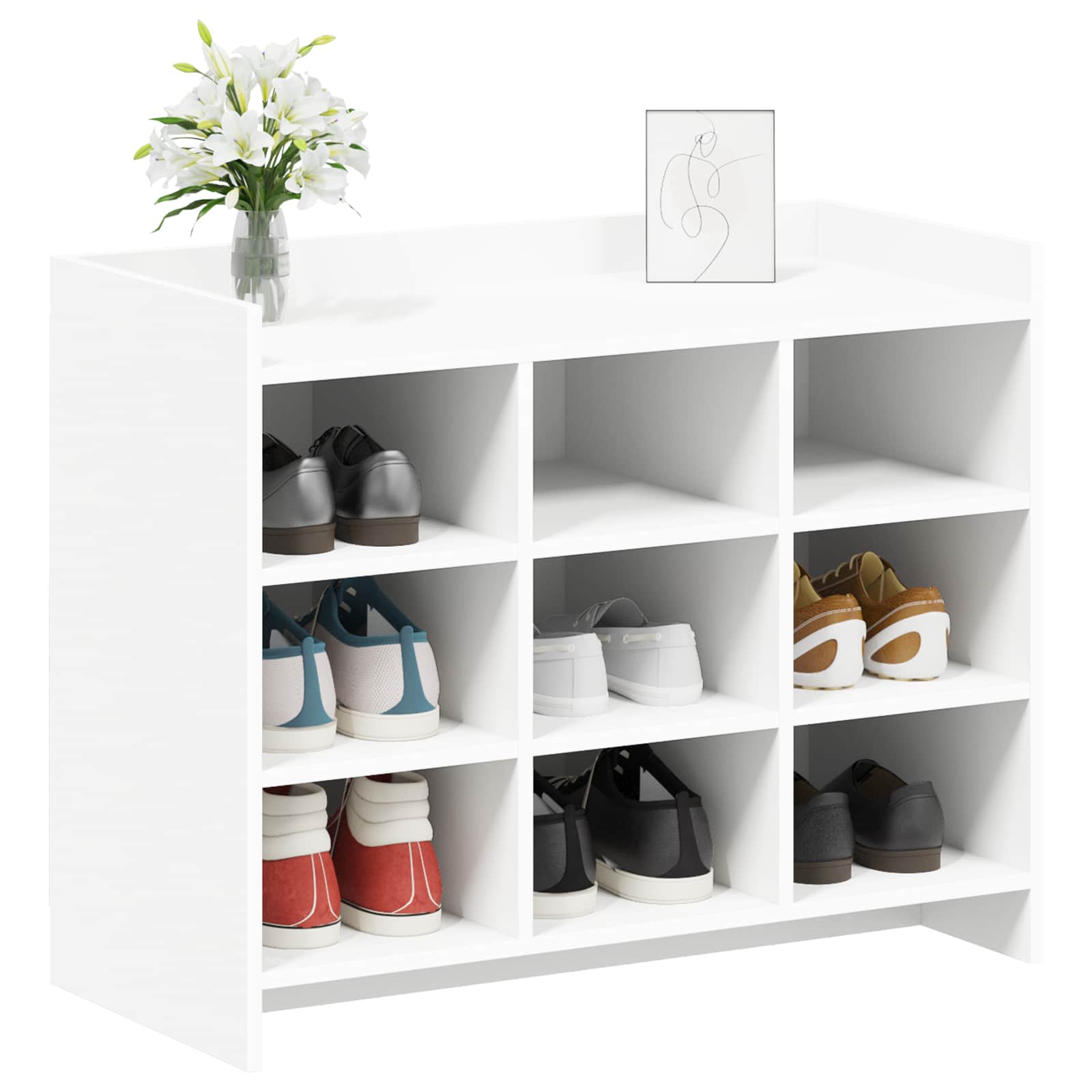 Schoenenkast met opslag Wit 85 x 39,5 x 70 cm Bewerkt hout image 2