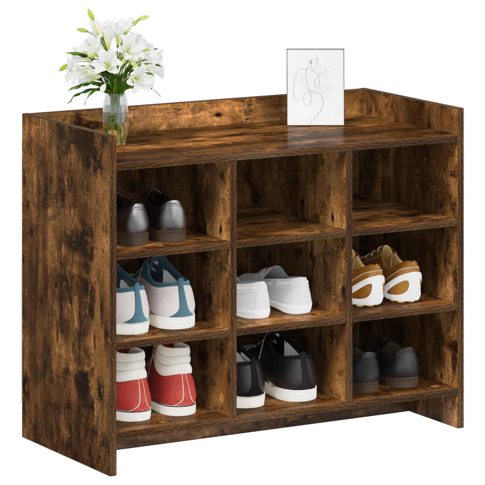 Schoenenkast Gerookt eiken 85 x 39,5 x 70 cm Bewerkt hout image 2