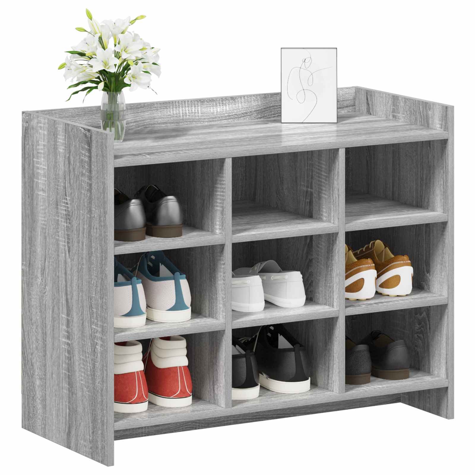 Schoenenkast Grijs Sonoma 85 x 39,5 x 70 cm Bewerkt hout image 2