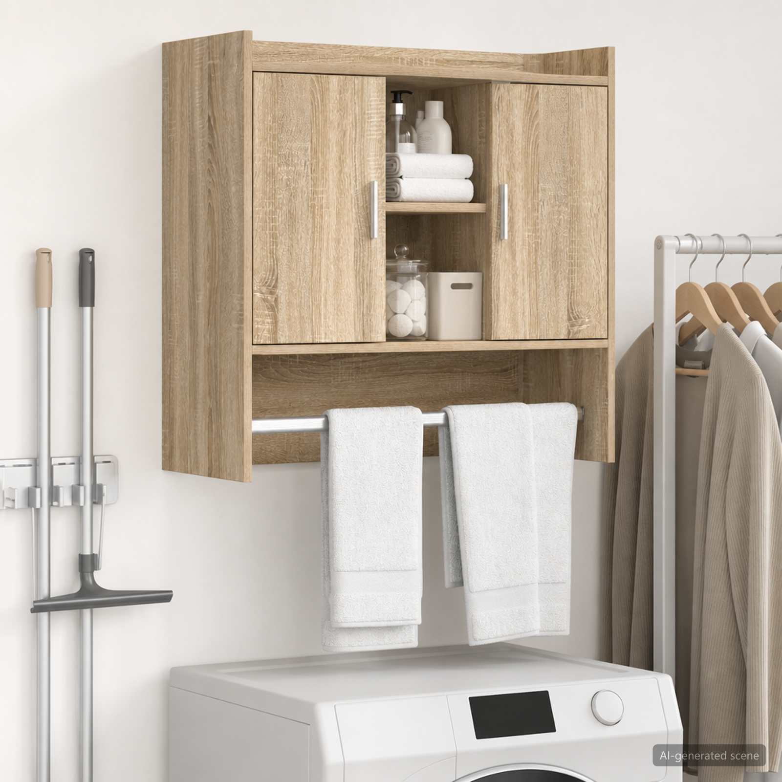 Wandplank Muurmontage Sonoma Eiken 80 x 36 x 80 cm Bewerkt hout