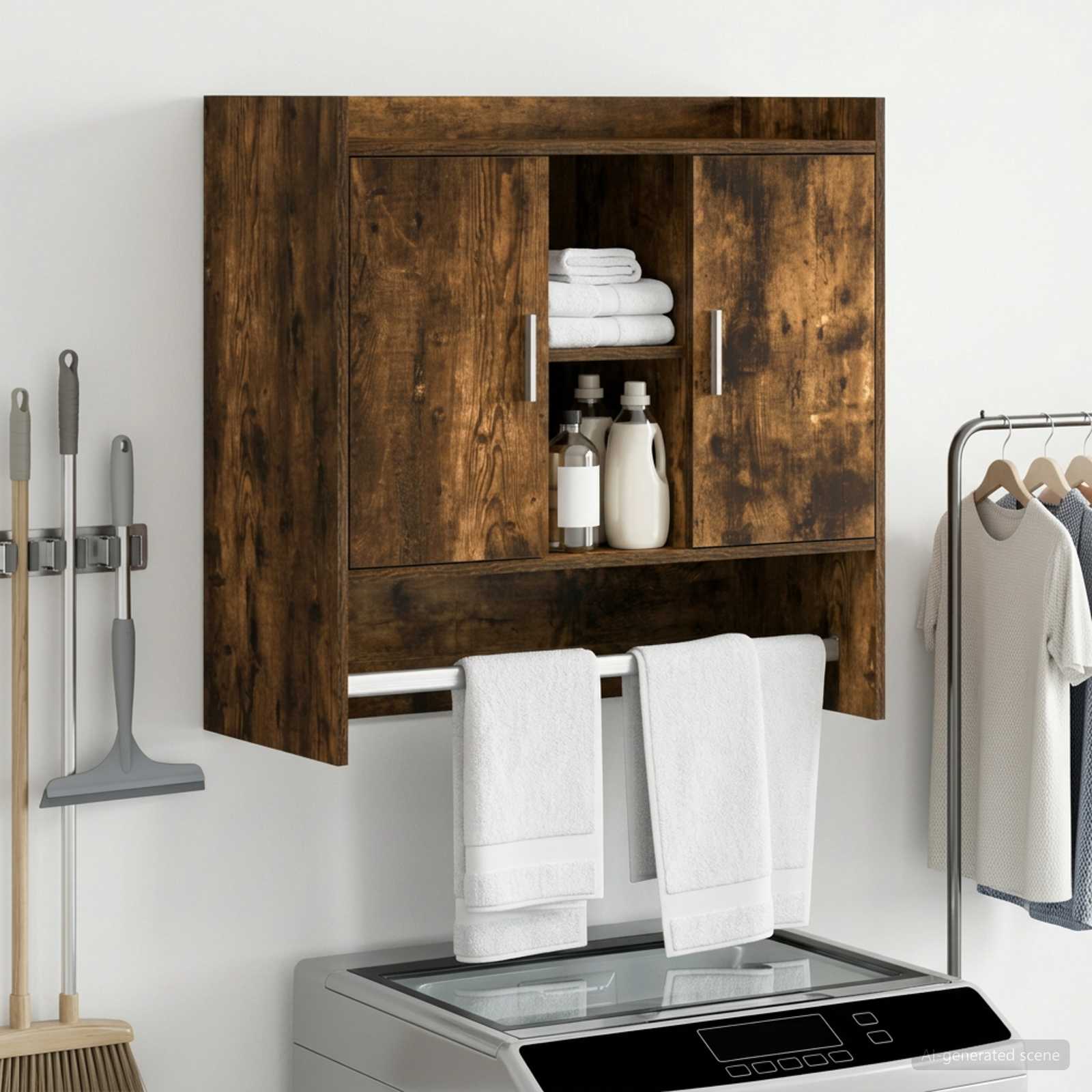 Wandplank Muurmontage Gerookt eiken 80 x 36 x 80 cm