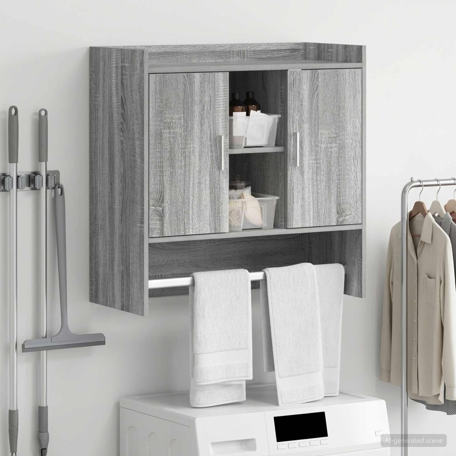 Wandplank Muurmontage Grijs Sonoma 80 x 36 x 80 cm Bewerkt hout