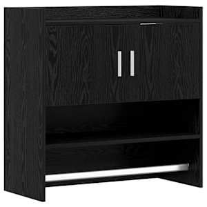 vidaXL Seinariiul Seinale kinnitav Must tamm 80 x 36 x 80 cm Tehispuit