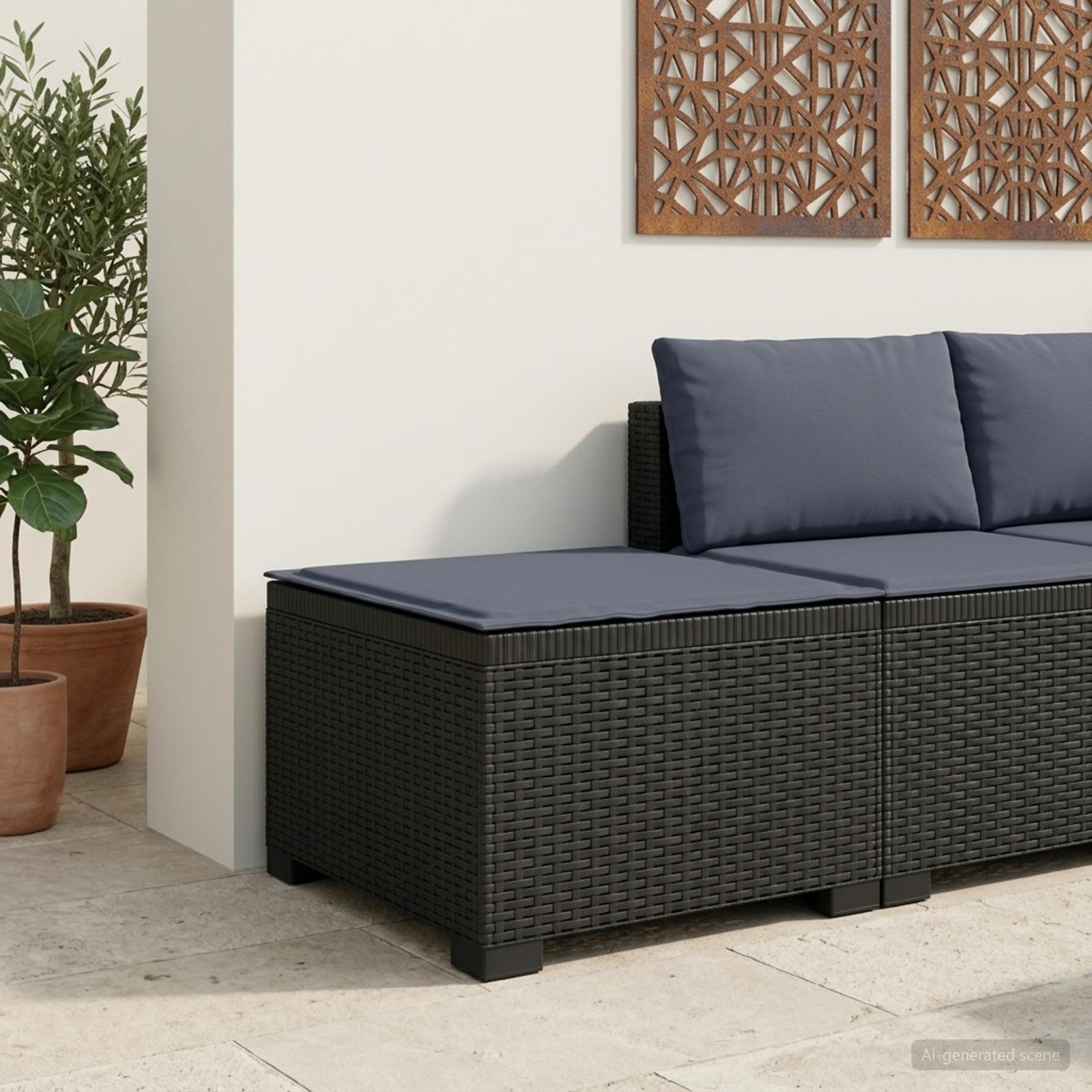 vidaXL Canapea de Grădină cu 1 Loc cu Pernă Aspect Rattan PP Antracit