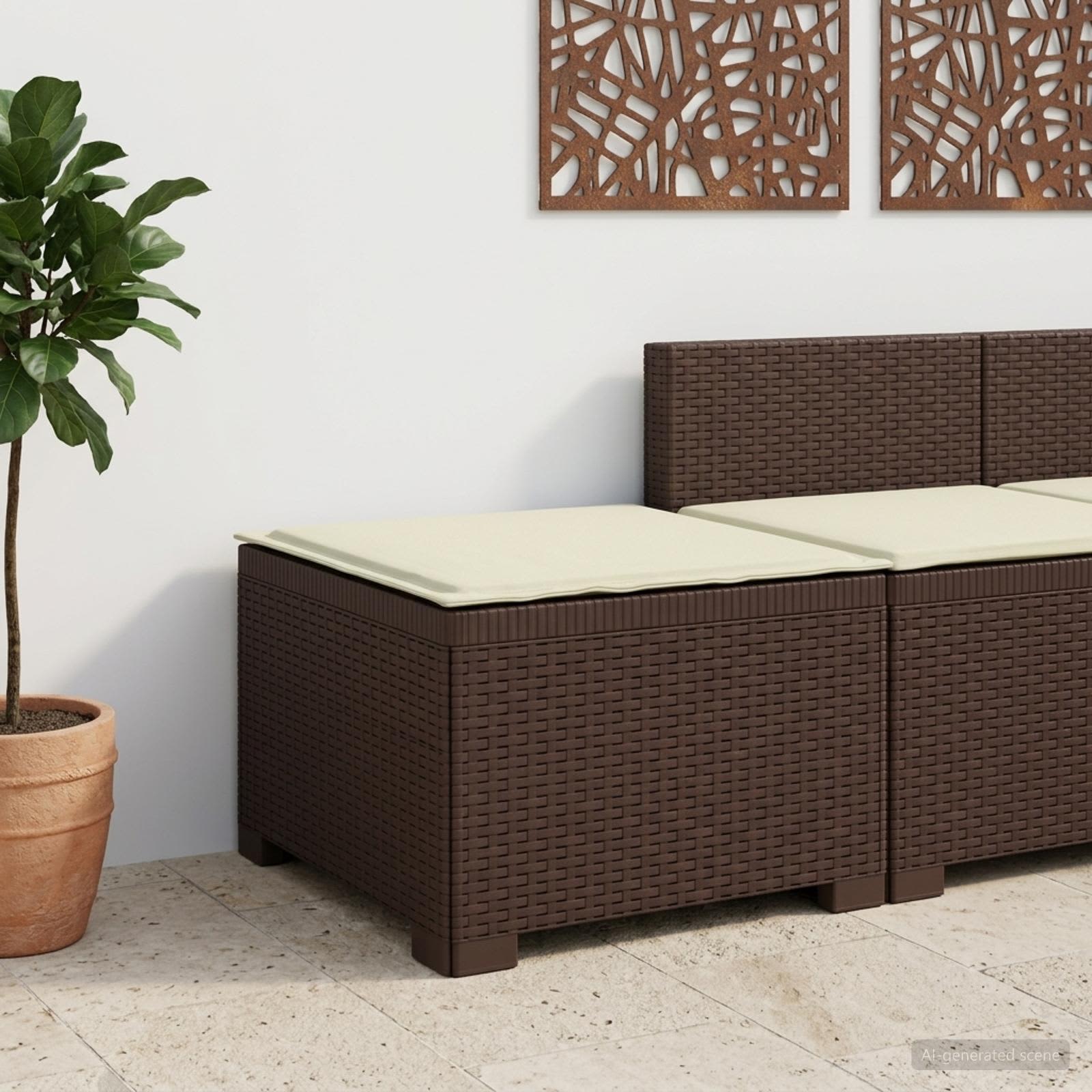 vidaXL Canapea de Grădină cu 1 Loc cu Pernă Aspect Rattan PP Maro