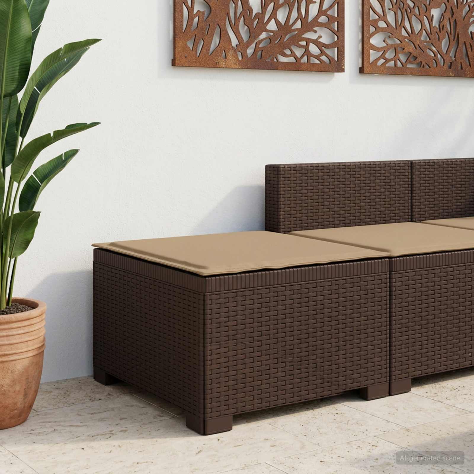 Divano da Giardino a 1 Posto con Cuscino Aspetto Rattan PP - immagine prodotto