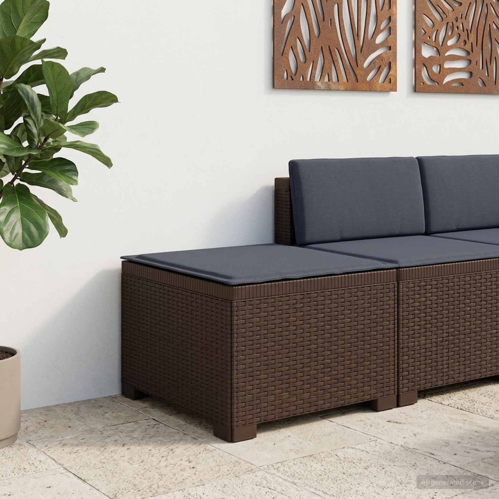 vidaXL Canapea de Grădină cu 1 Loc cu Pernă Aspect Rattan PP Maro