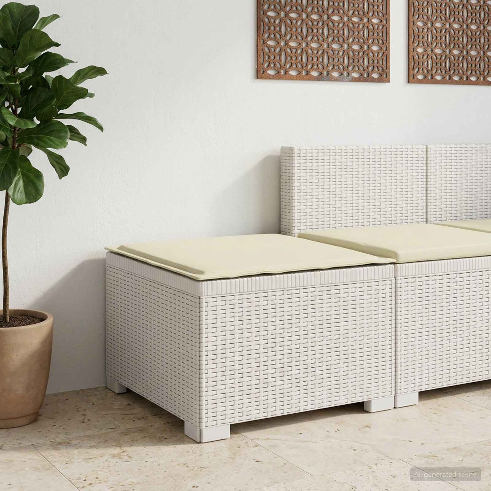vidaXL Canapea de Grădină cu 1 Loc cu Pernă Aspect Rattan PP Alb