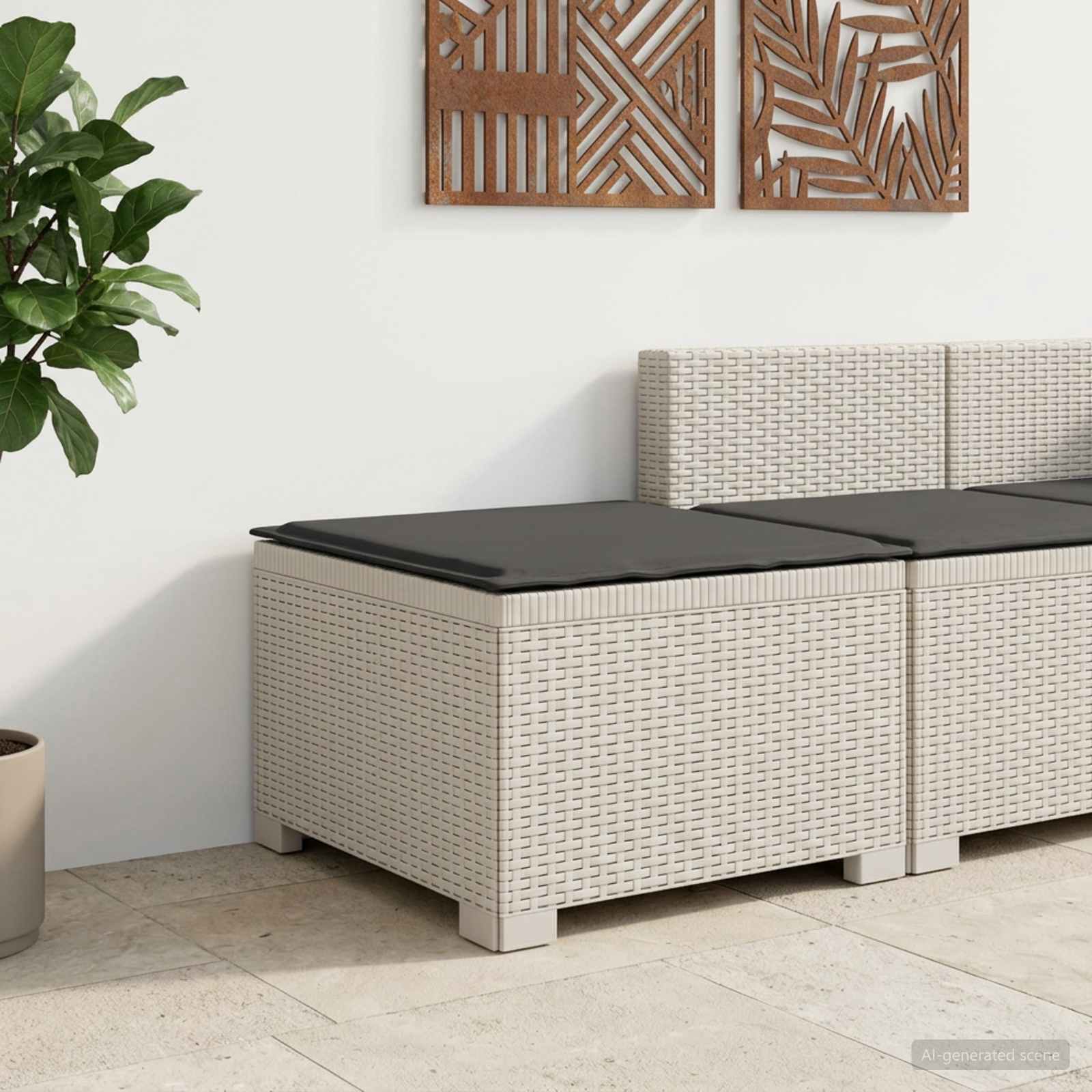 vidaXL Canapea de Grădină cu 1 Loc cu Pernă Aspect Rattan PP Alb