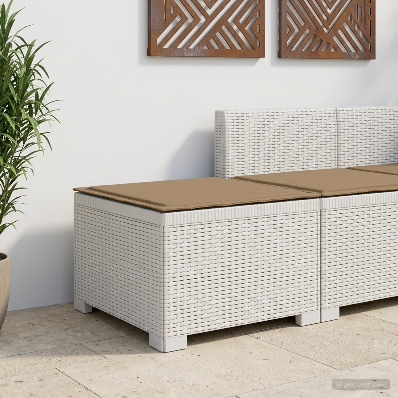 vidaXL Canapea de Grădină cu 1 Loc cu Pernă Aspect Rattan PP Alb
