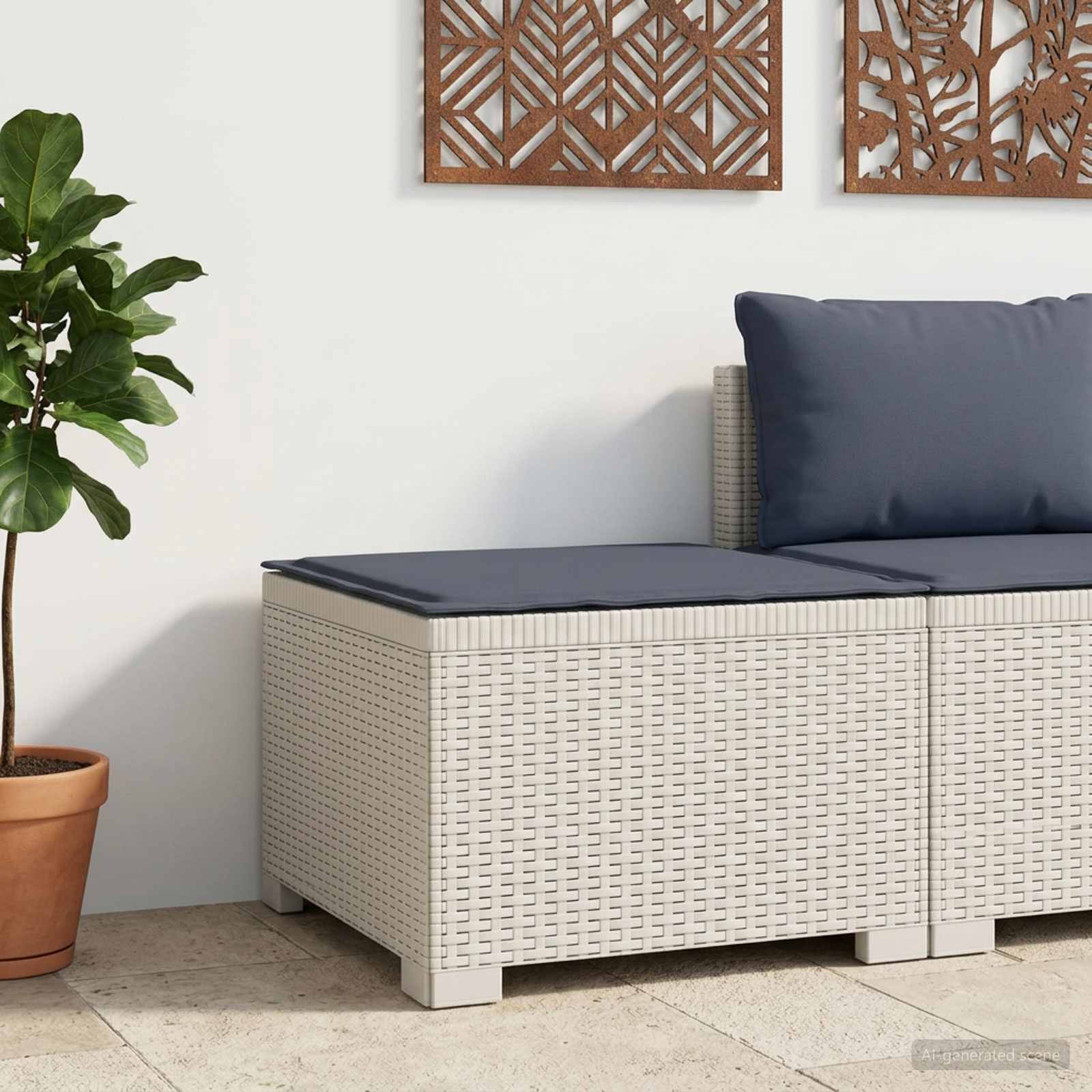Divano da Giardino a 1 Posto con Cuscino Aspetto Rattan PP - immagine prodotto