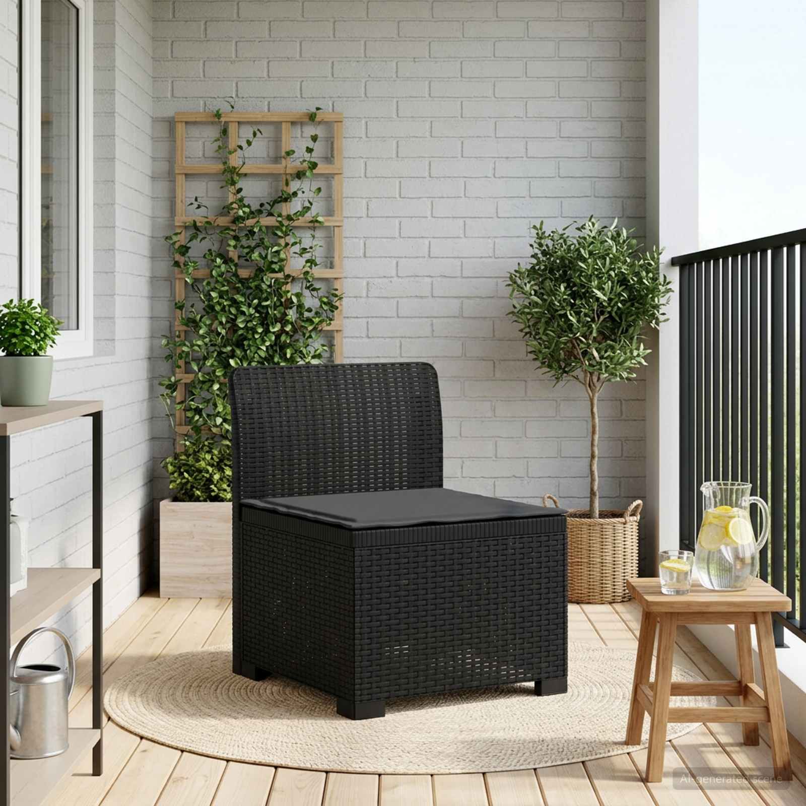 vidaXL Canapea de Grădină cu 1 Loc cu Pernă Aspect Rattan PP Antracit