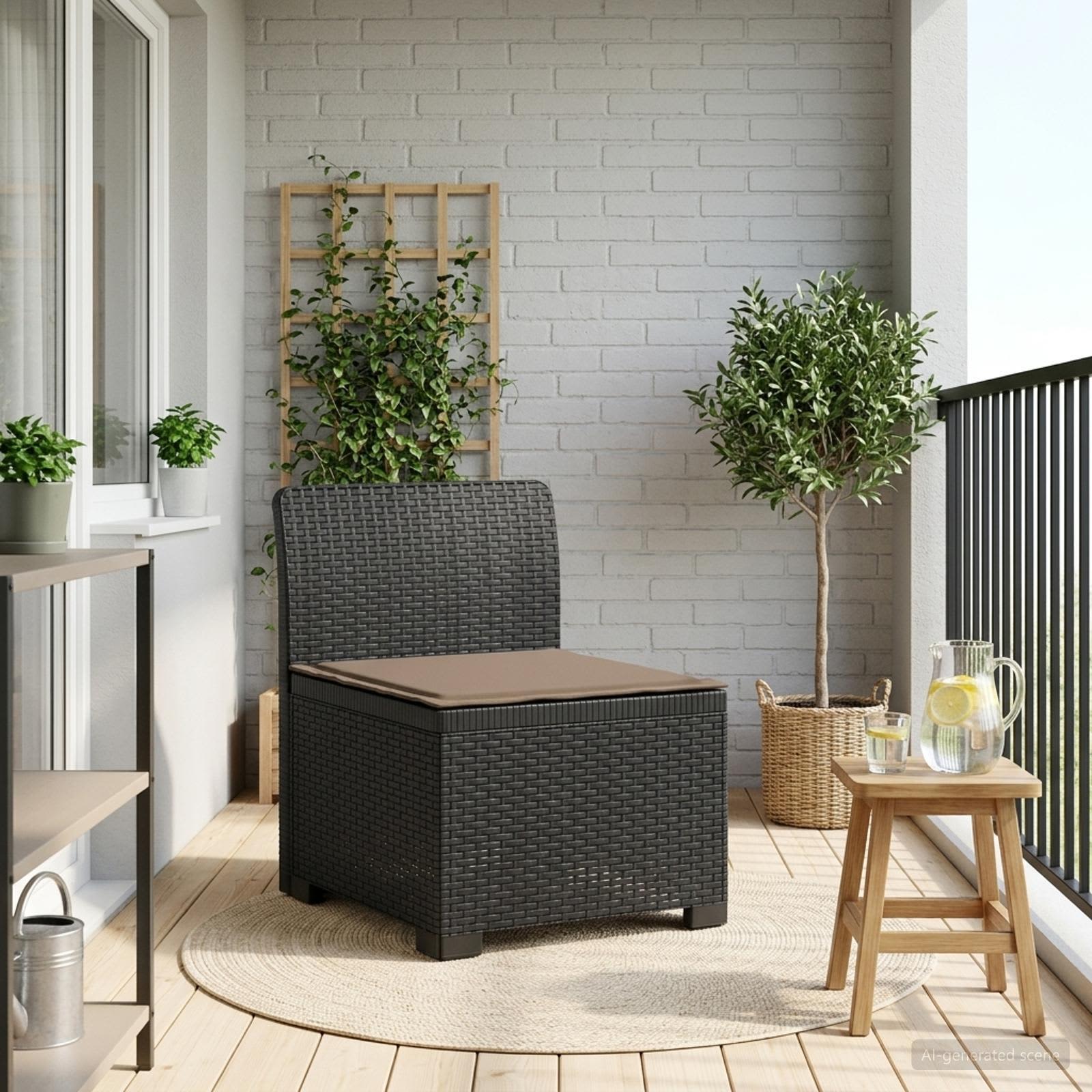 Divano da Giardino a 1 Posto con Cuscino Aspetto Rattan PP - immagine prodotto
