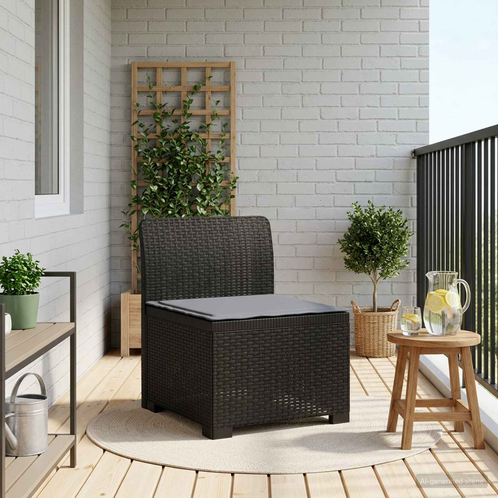 vidaXL Canapea de Grădină cu 1 Loc cu Pernă Aspect Rattan PP Antracit