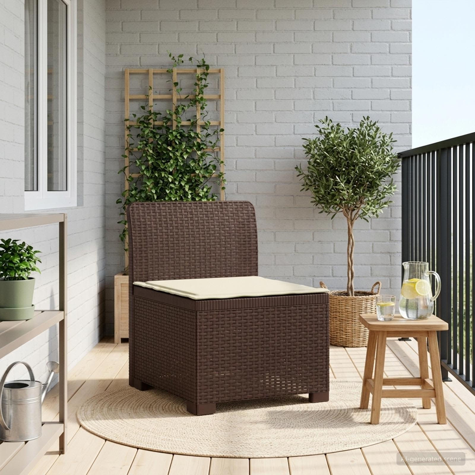 vidaXL Canapea de Grădină cu 1 Loc cu Pernă Aspect Rattan PP Maro
