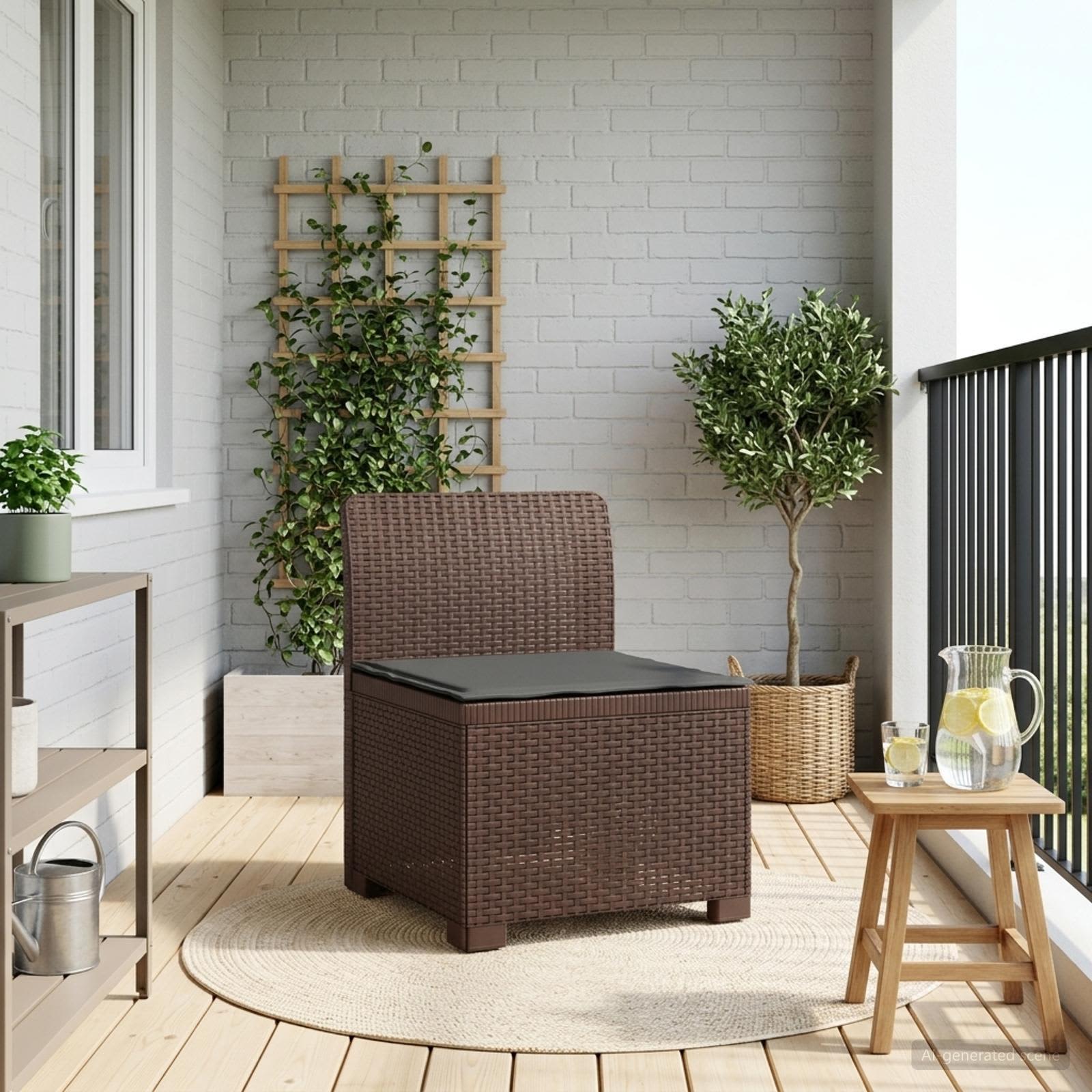 vidaXL Canapea de Grădină cu 1 Loc cu Pernă Aspect Rattan PP Maro