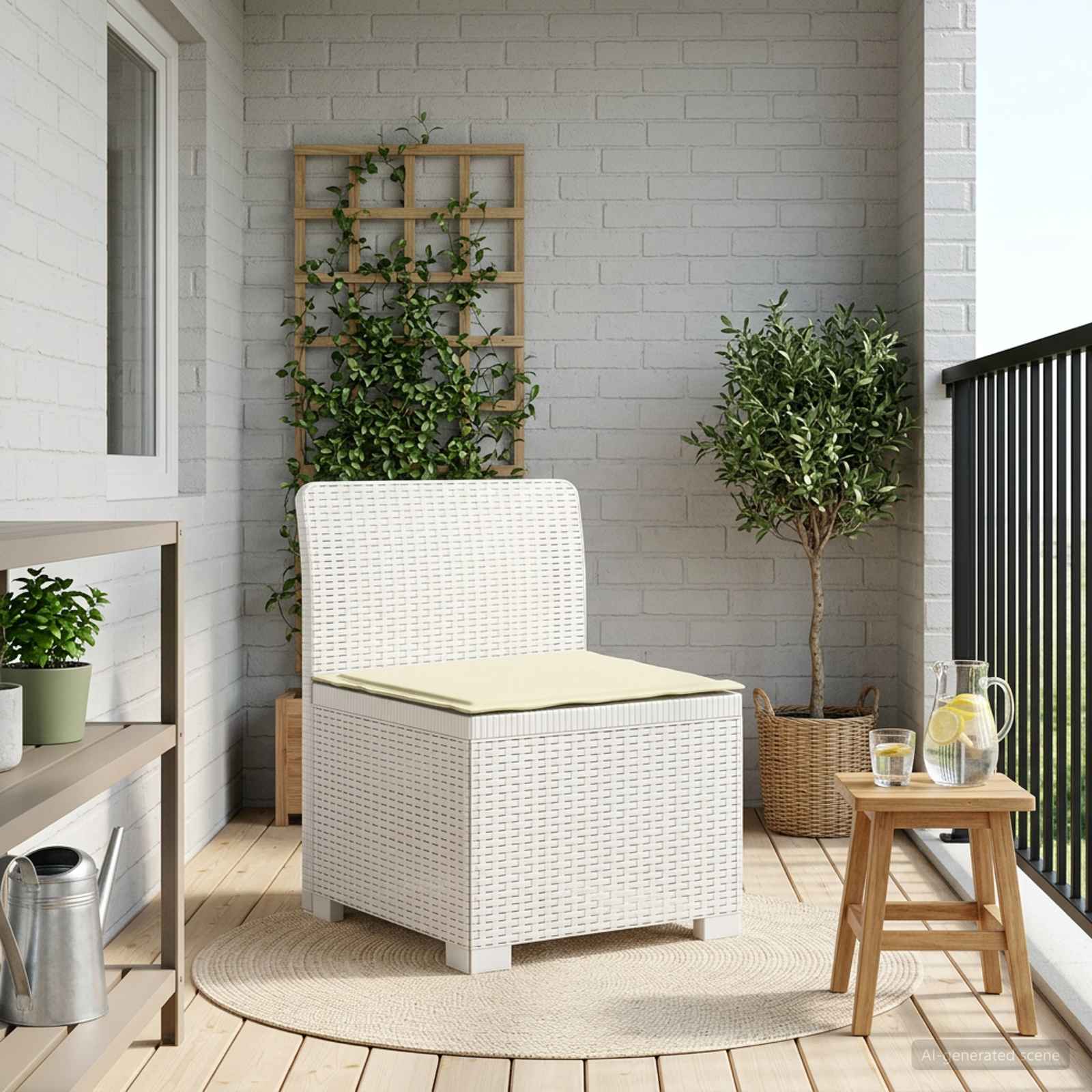 Divano da Giardino a 1 Posto con Cuscino Aspetto Rattan PP - immagine prodotto