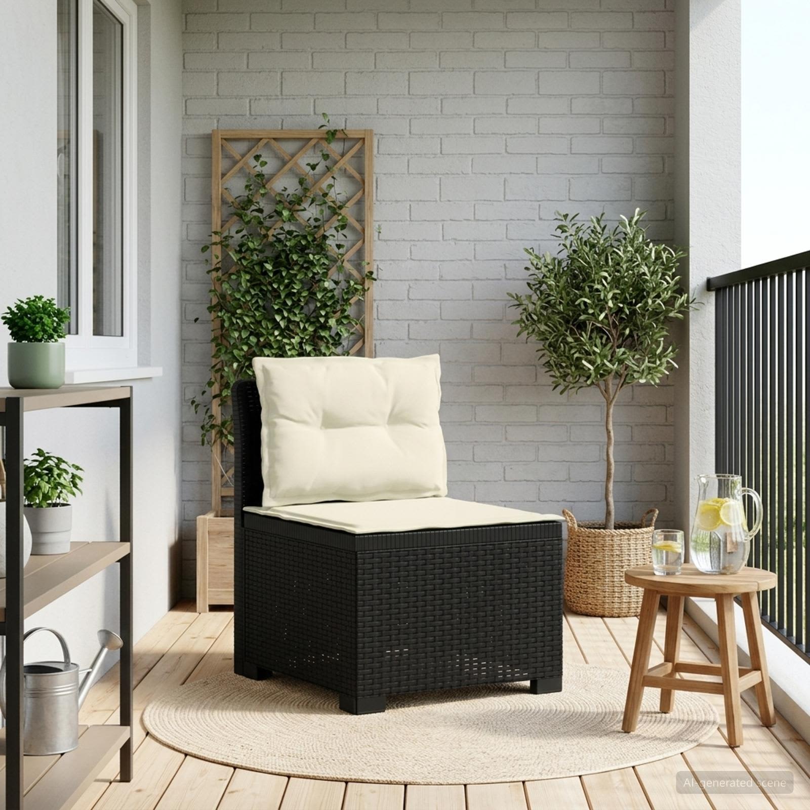 vidaXL Canapea de Grădină cu 1 Loc cu Perne Aspect Rattan PP Antracit