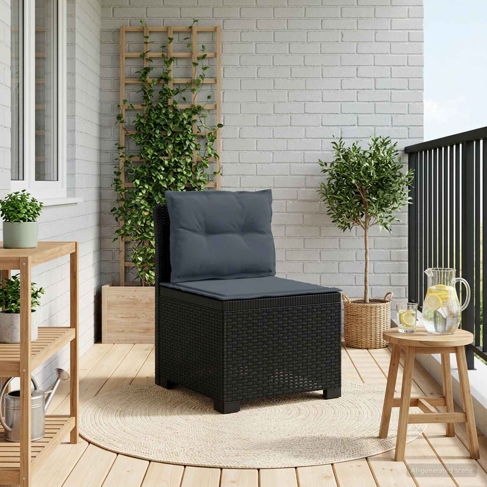 vidaXL Canapea de Grădină cu 1 Loc cu Perne Aspect Rattan PP Antracit