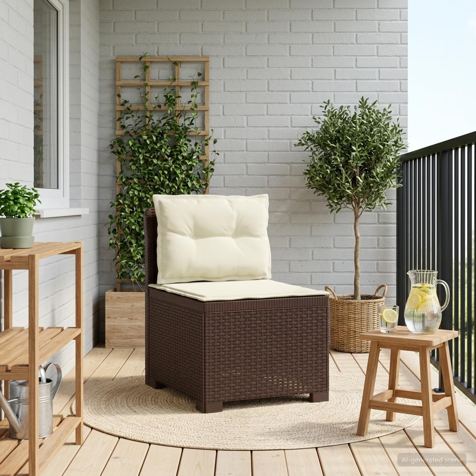vidaXL Canapea de Grădină cu 1 Loc cu Perne Aspect Rattan PP Maro