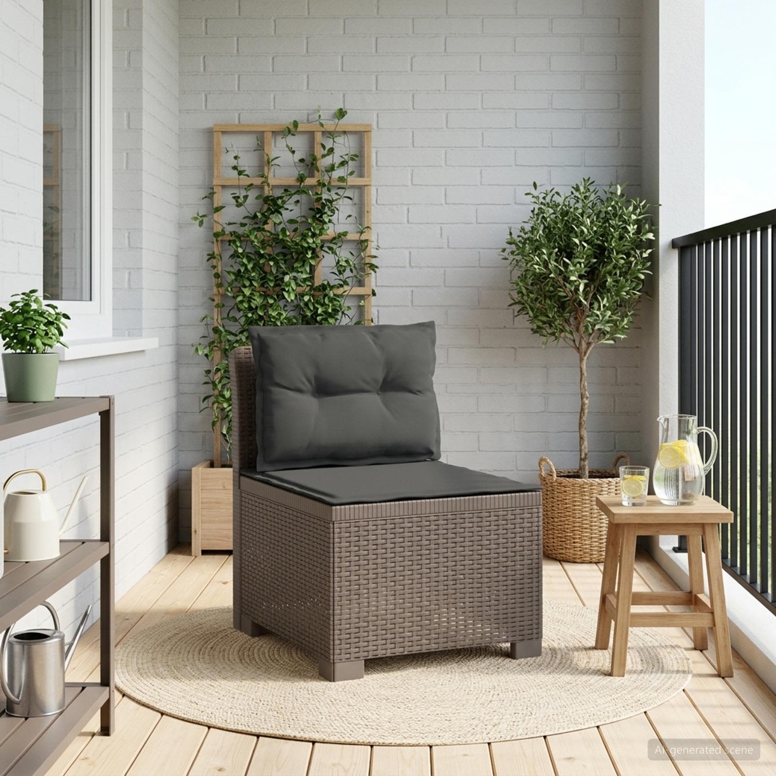 vidaXL Canapea de Grădină cu 1 Loc cu Perne Aspect Rattan PP
