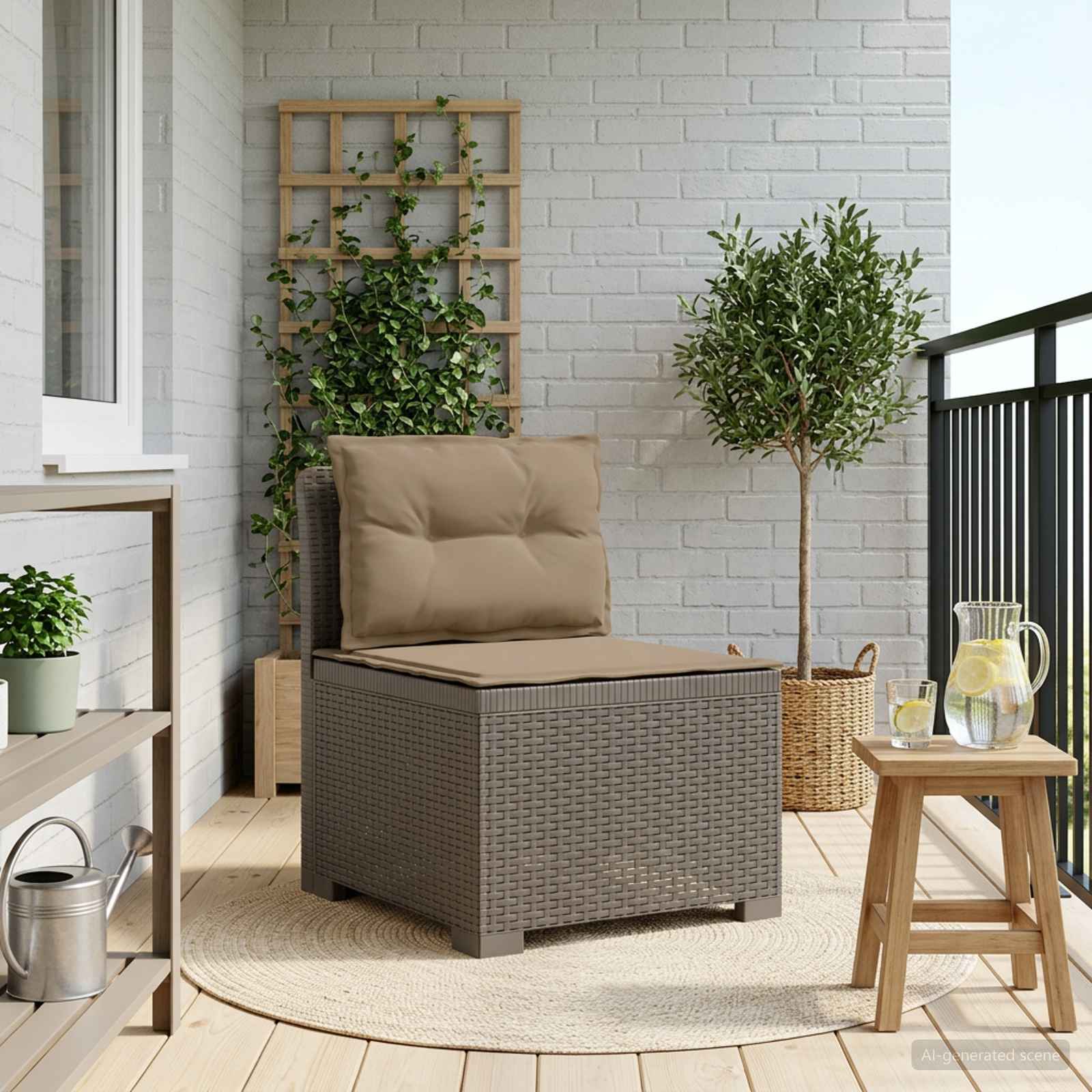 vidaXL Canapea de Grădină cu 1 Loc cu Perne Aspect Rattan PP
