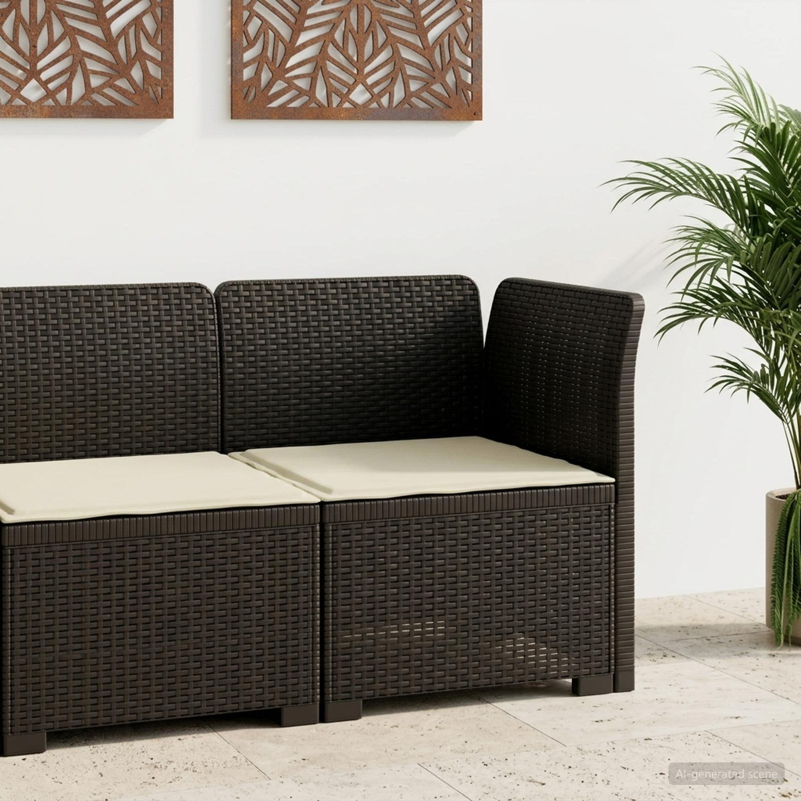 Divano da Giardino a 1 Posto con Cuscino Aspetto Rattan PP - immagine prodotto