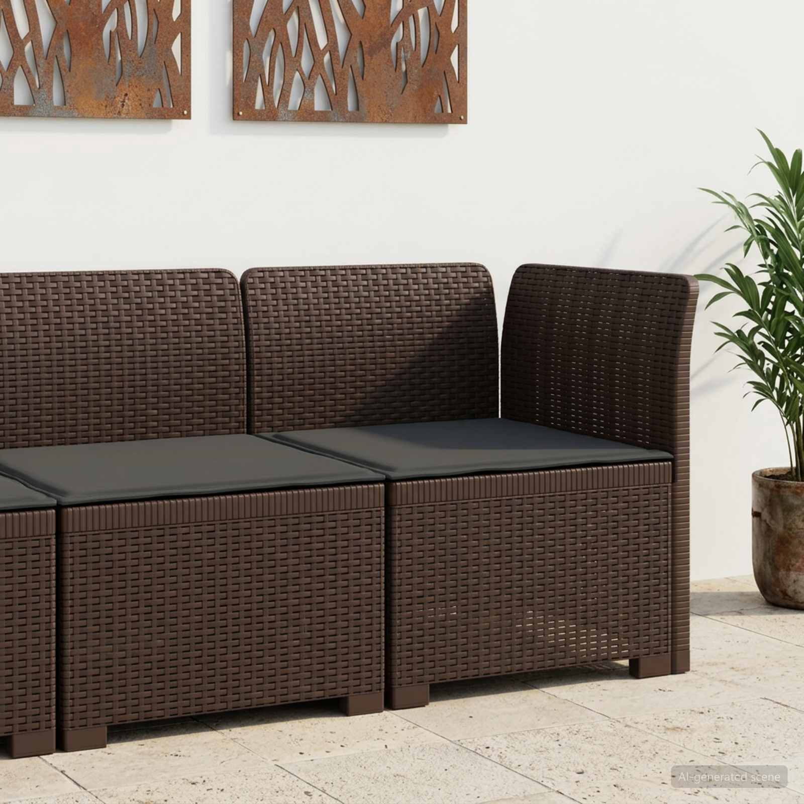 vidaXL Canapea de Grădină cu 1 Loc cu Pernă Aspect Rattan PP Maro