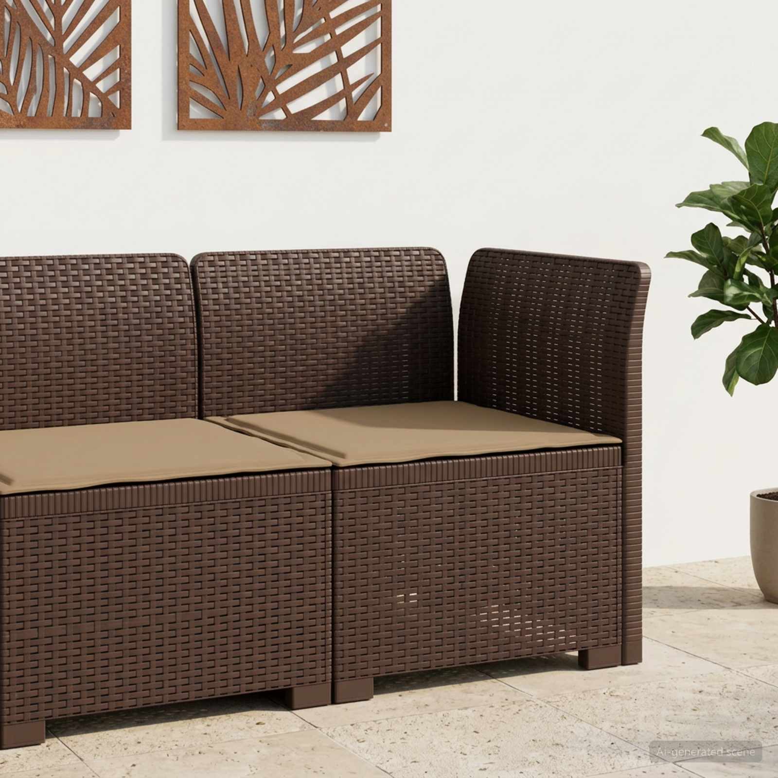 vidaXL Canapea de Grădină cu 1 Loc cu Pernă Aspect Rattan PP Maro