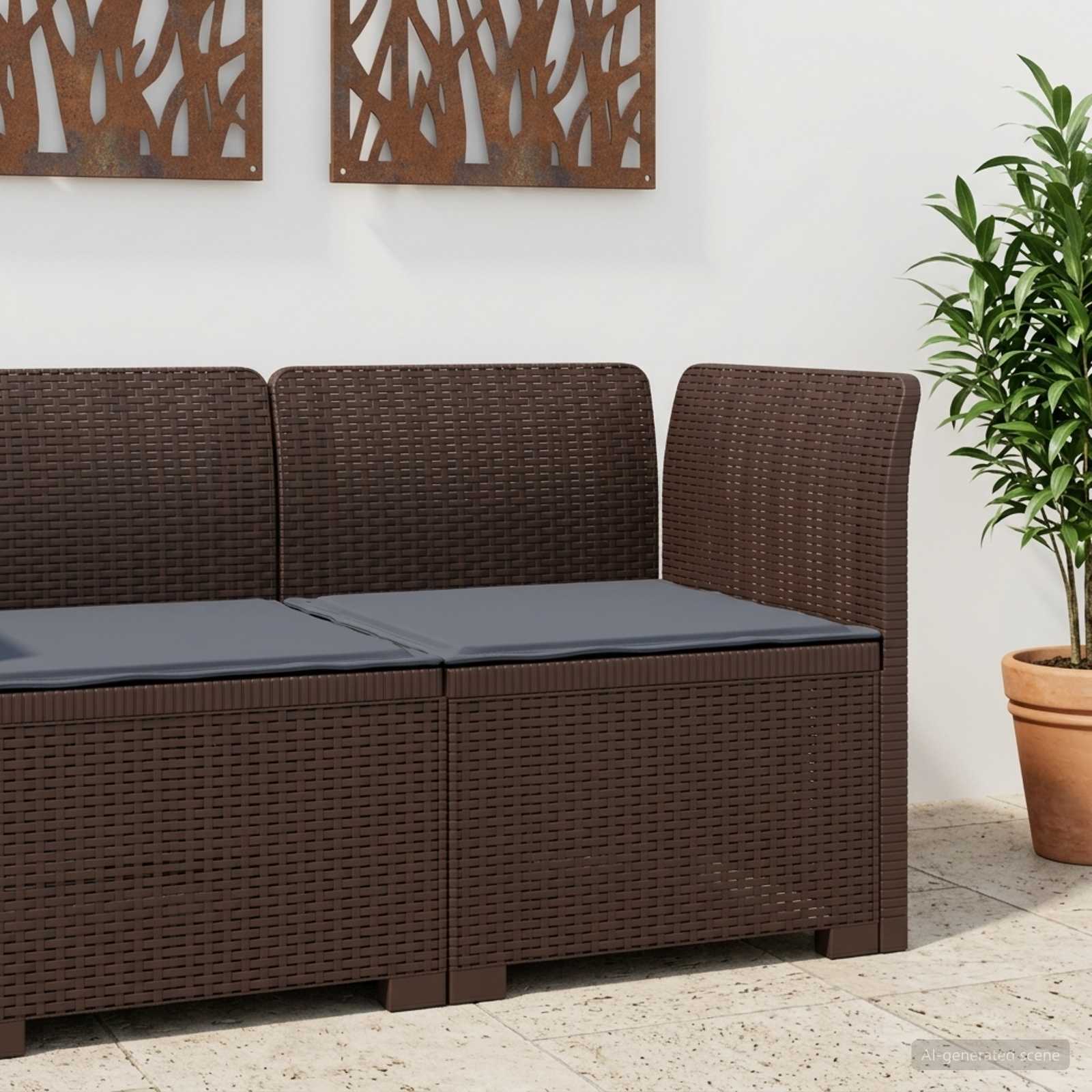 Divano da Giardino a 1 Posto con Cuscino Aspetto Rattan PP - immagine prodotto