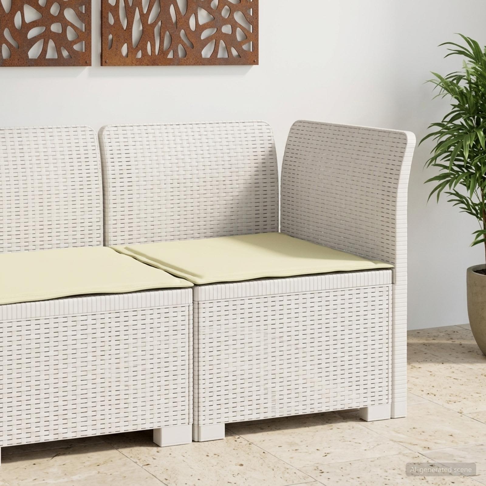 vidaXL Canapea de Grădină cu 1 Loc cu Pernă Aspect Rattan PP Alb