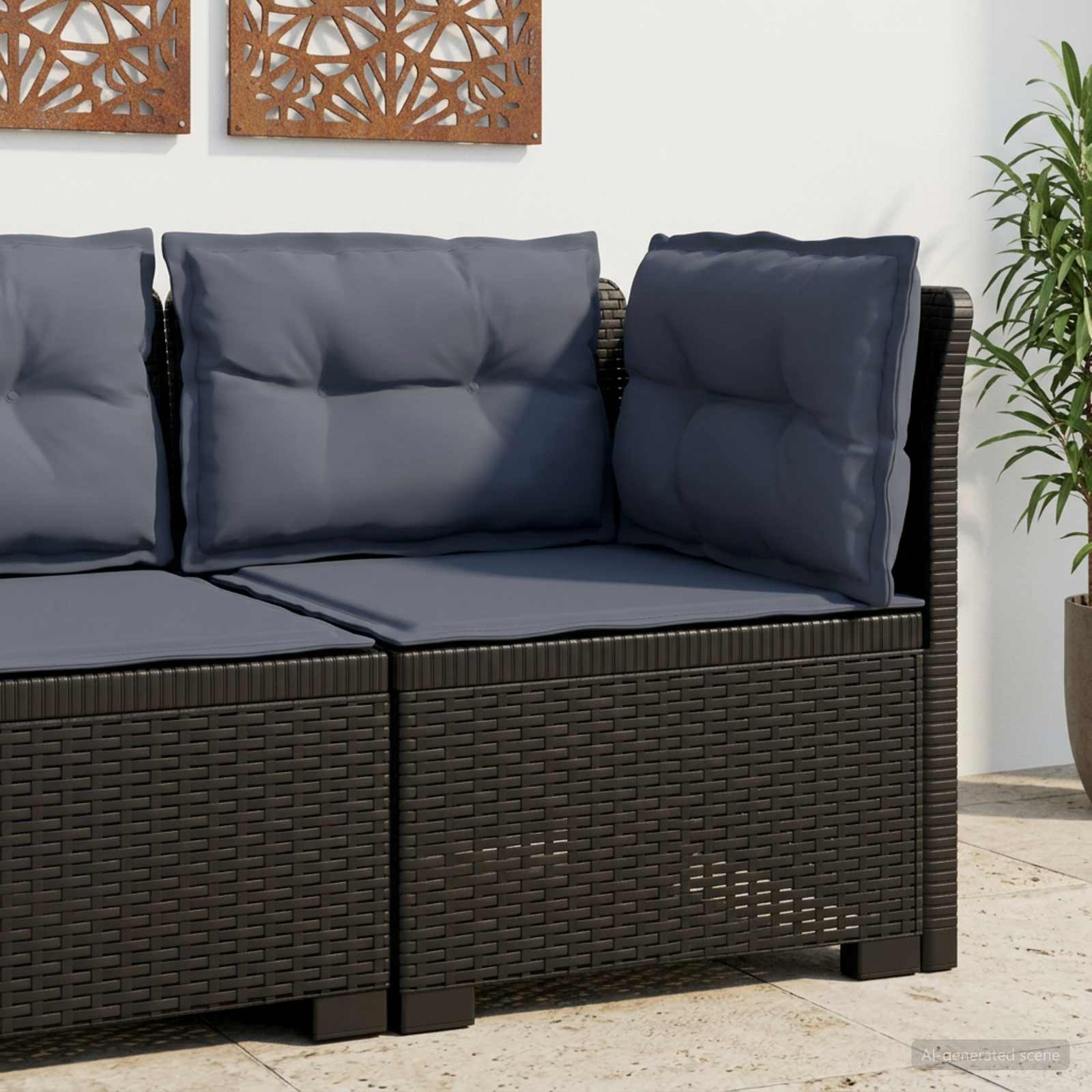 vidaXL Canapea de Grădină cu 1 Loc cu Perne Aspect Rattan PP Antracit