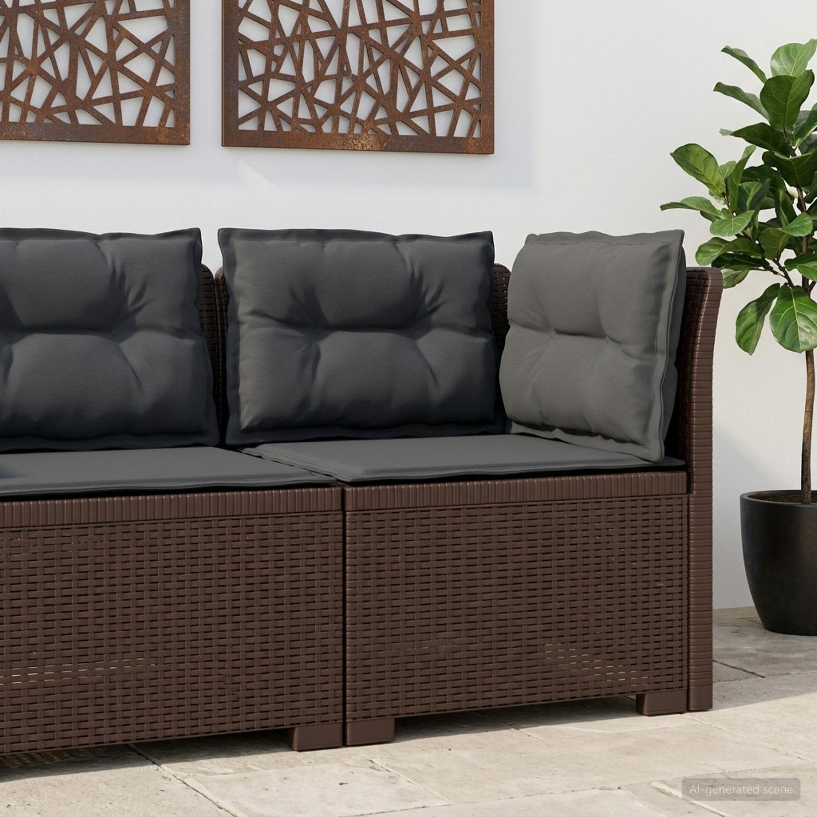 vidaXL Canapea de Grădină cu 1 Loc cu Perne Aspect Rattan PP Maro