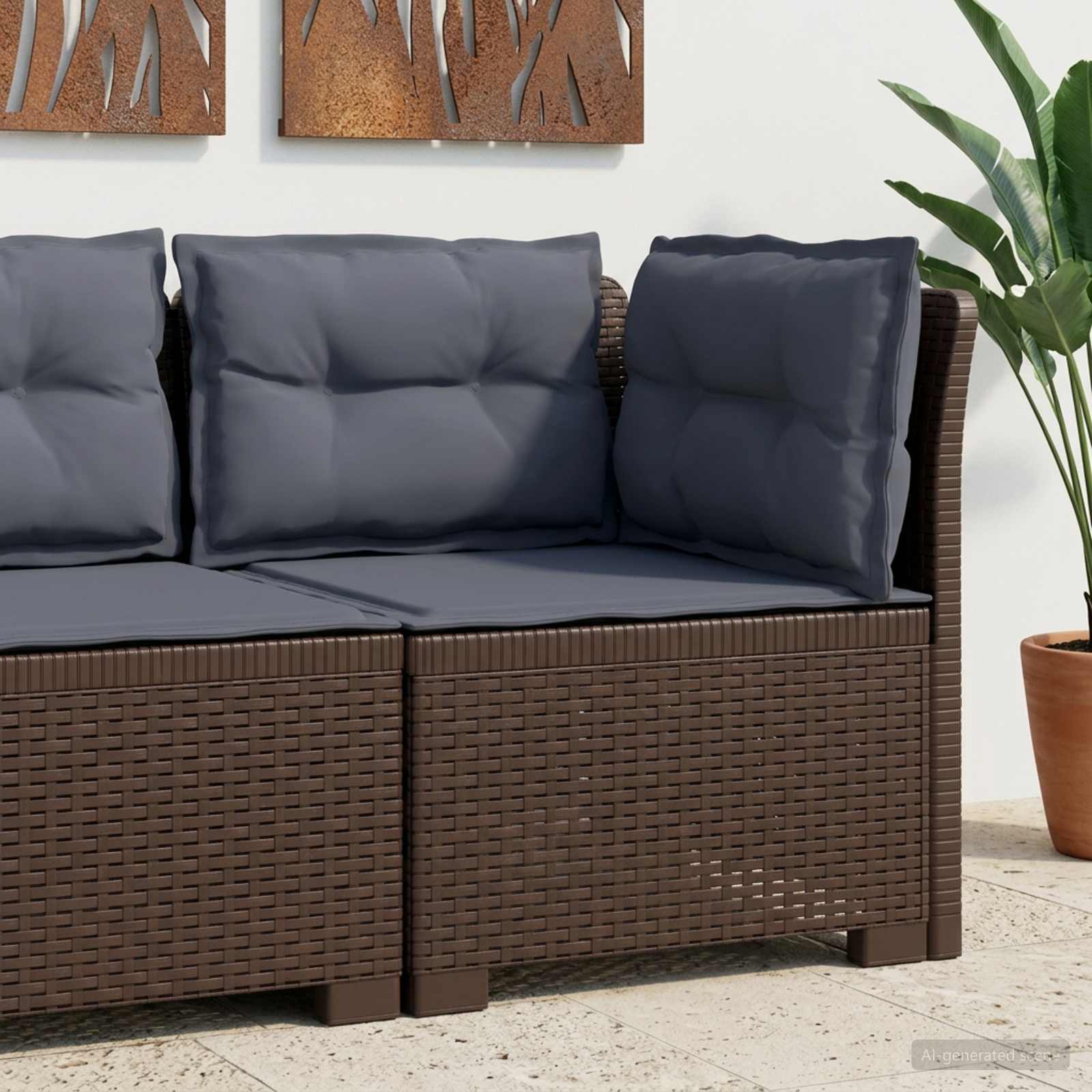 vidaXL Canapea de Grădină cu 1 Loc cu Perne Aspect Rattan PP Maro