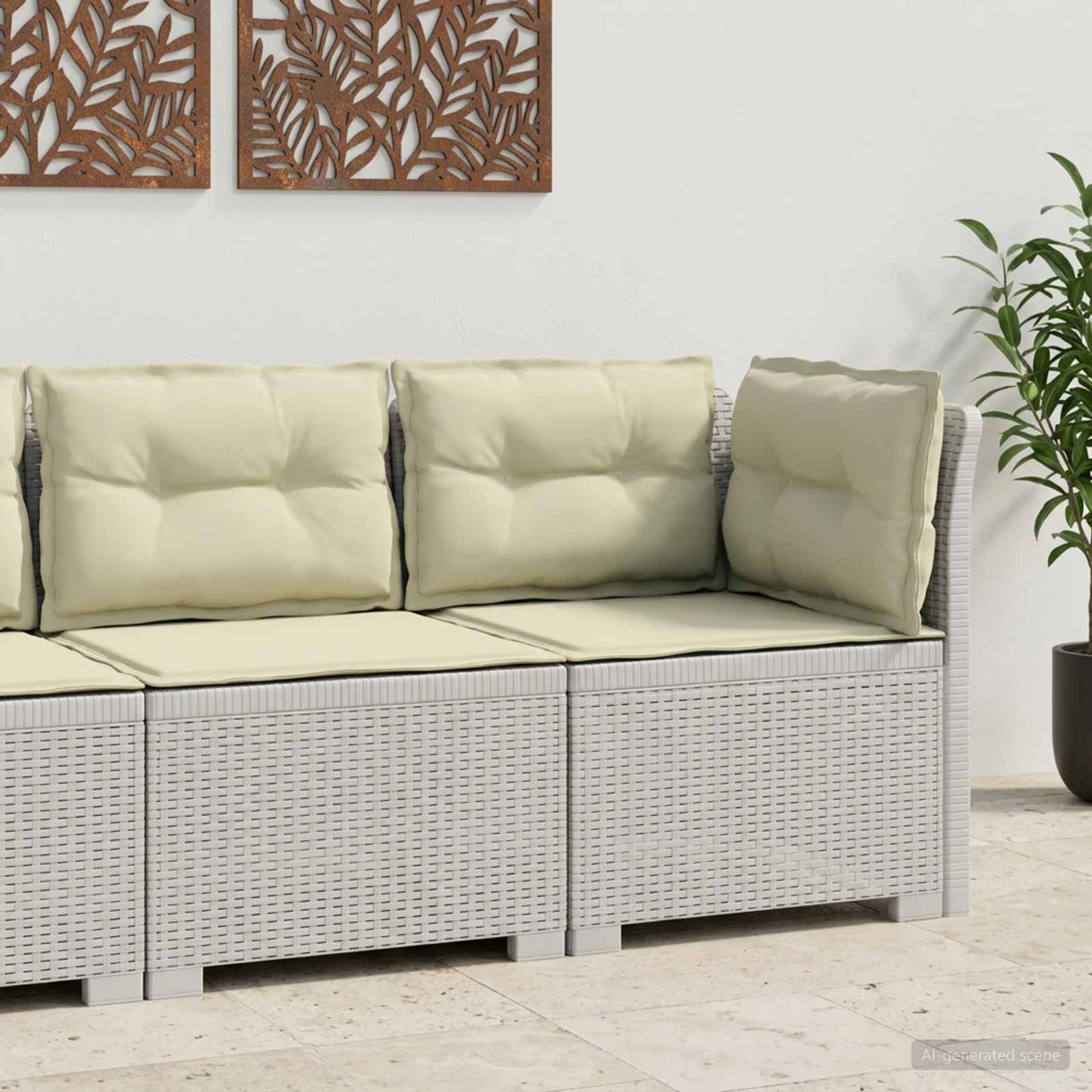 vidaXL Canapea de Grădină cu 1 Loc cu Perne Aspect Rattan PP Alb