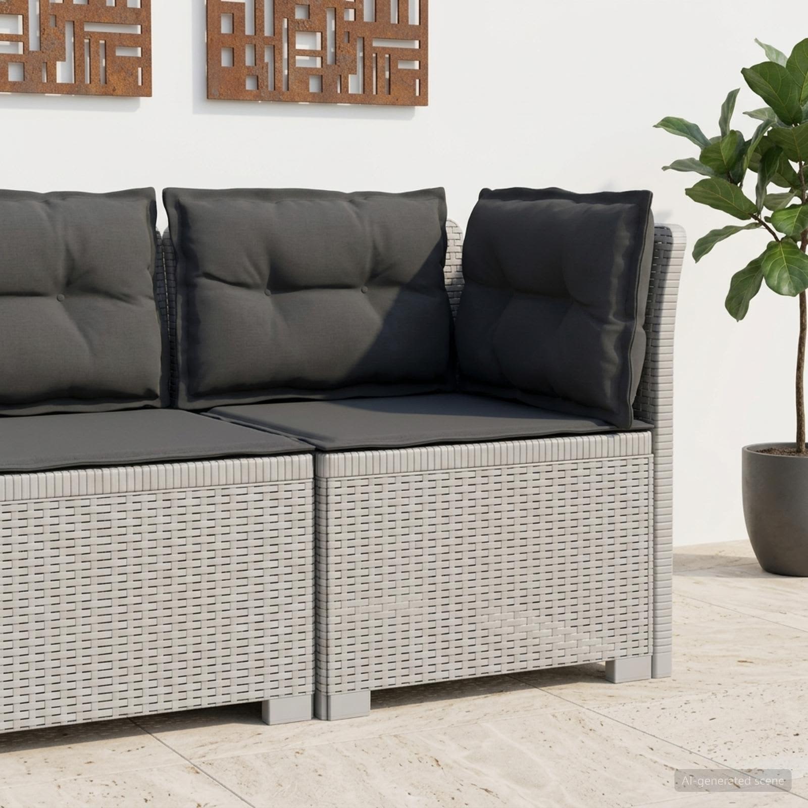 vidaXL Canapea de Grădină cu 1 Loc cu Perne Aspect Rattan PP Alb