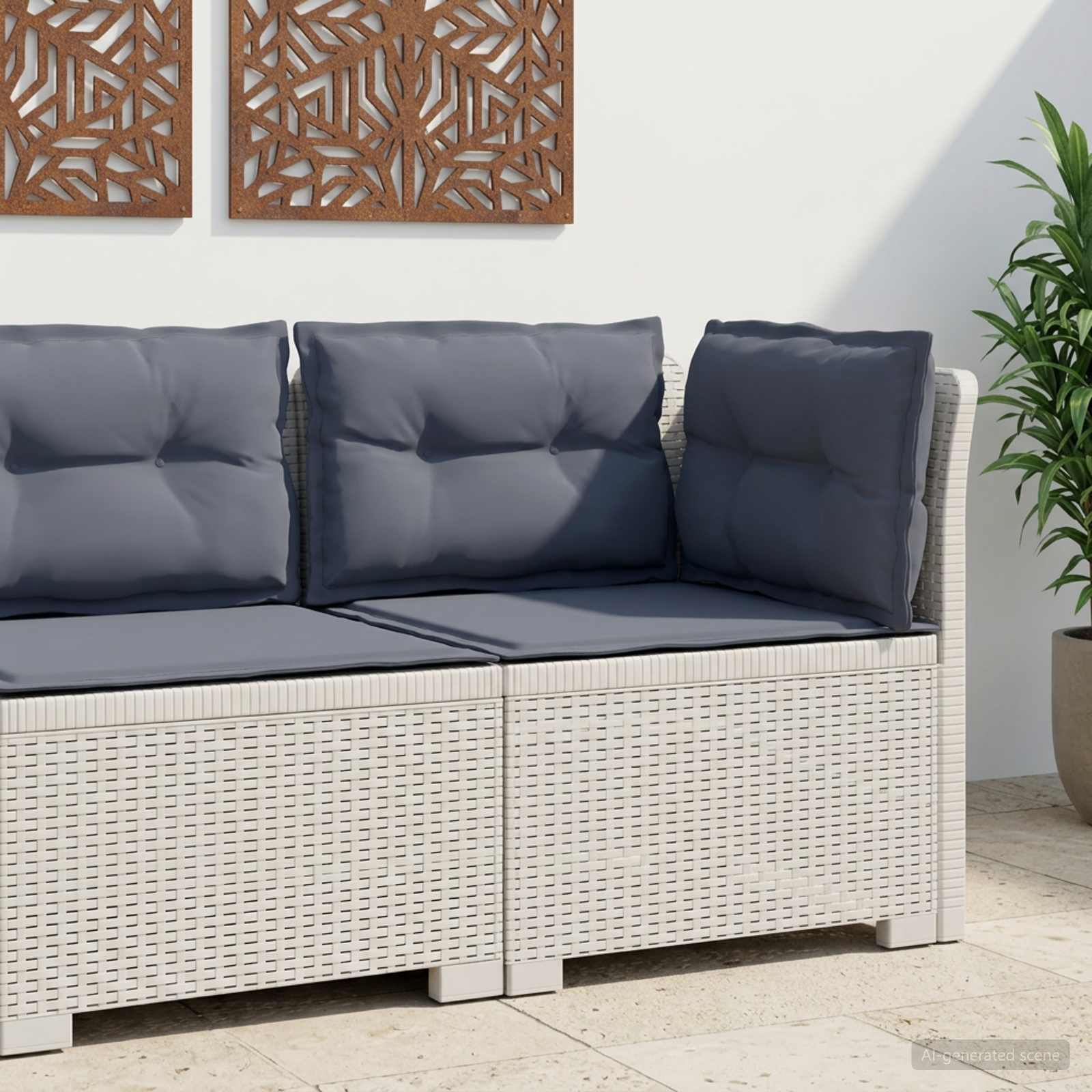 vidaXL Canapea de Grădină cu 1 Loc cu Perne Aspect Rattan PP Alb