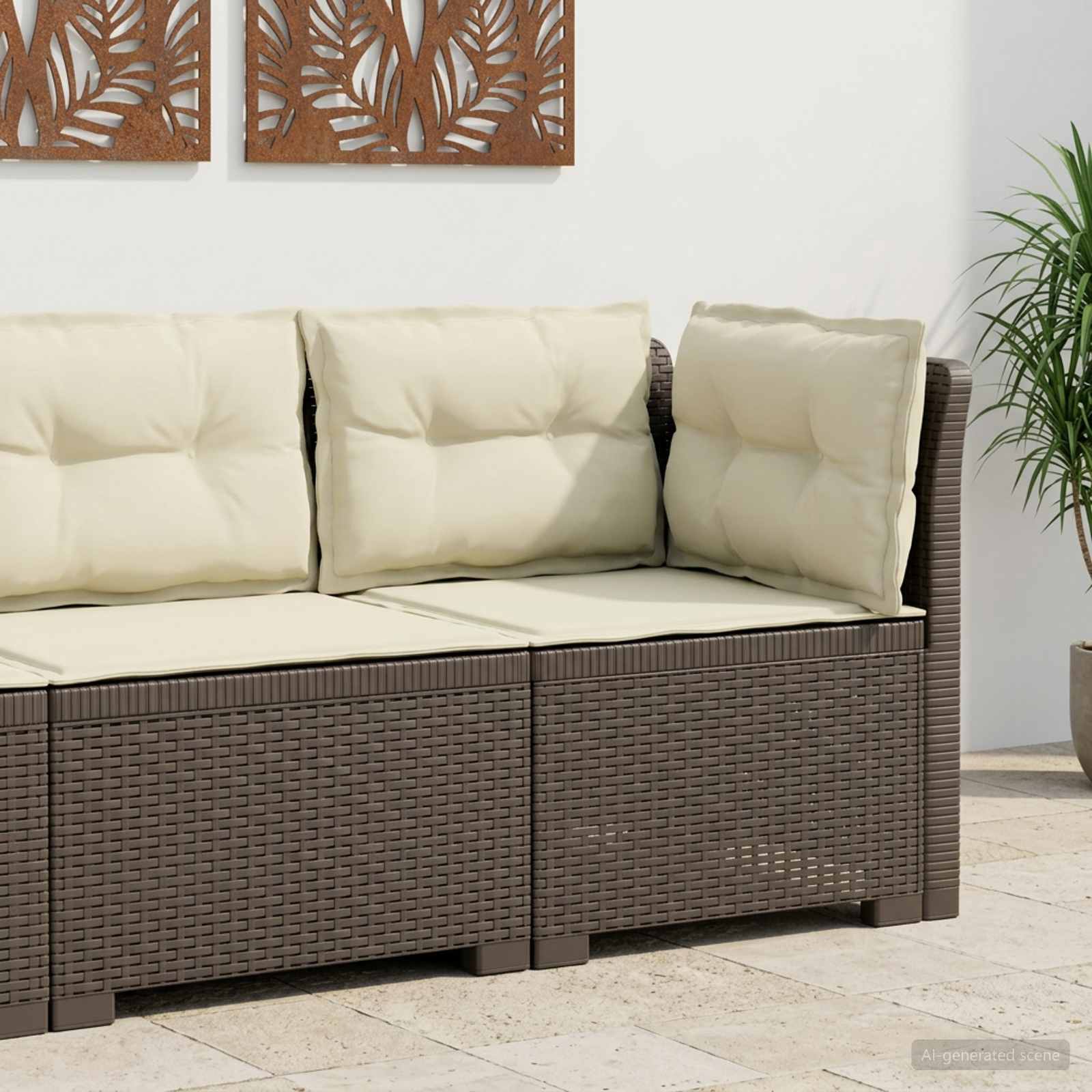 vidaXL Canapea de Grădină cu 1 Loc cu Perne Aspect Rattan PP