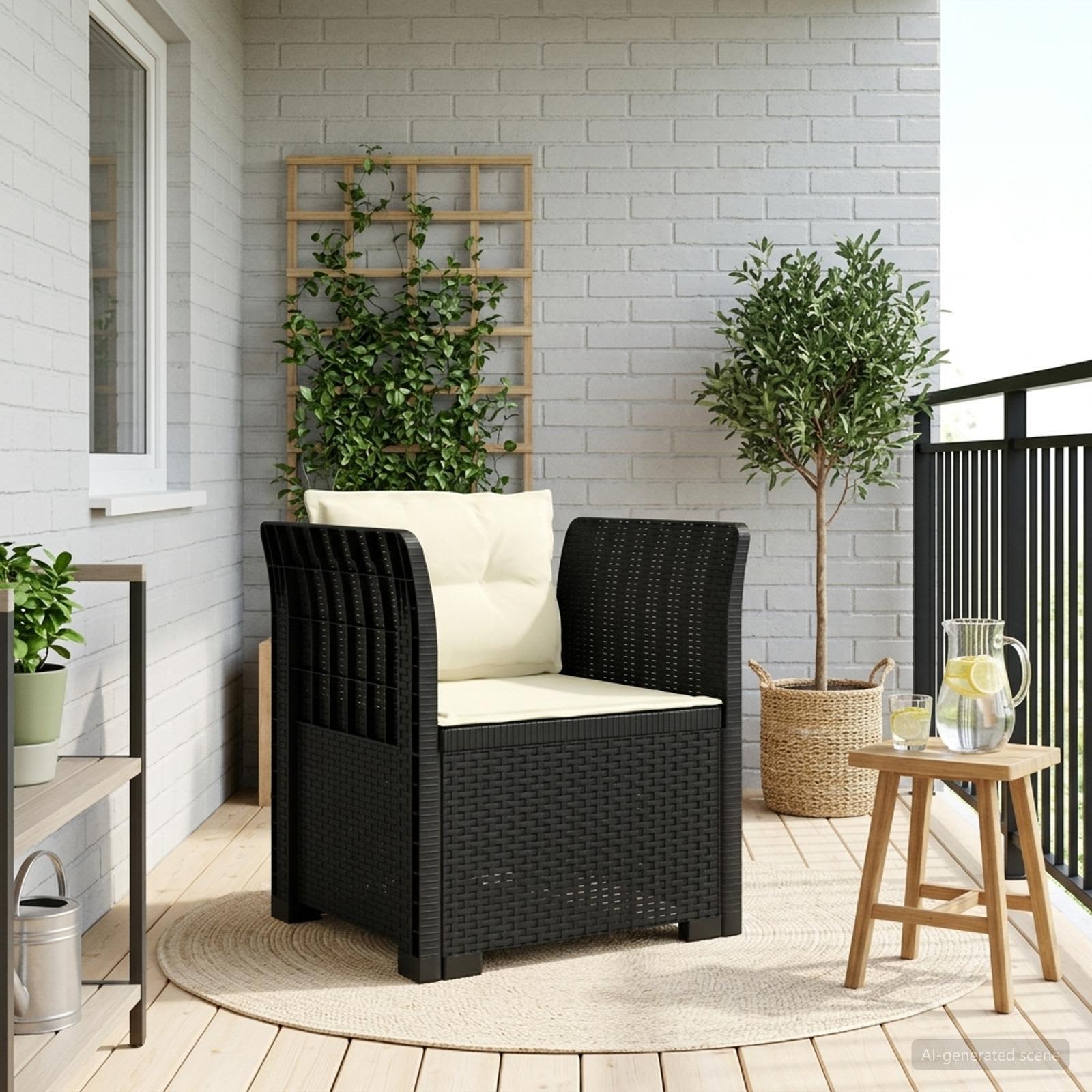 vidaXL Fotoliu cu 1 Loc cu Perne Aspect Rattan PP Antracit