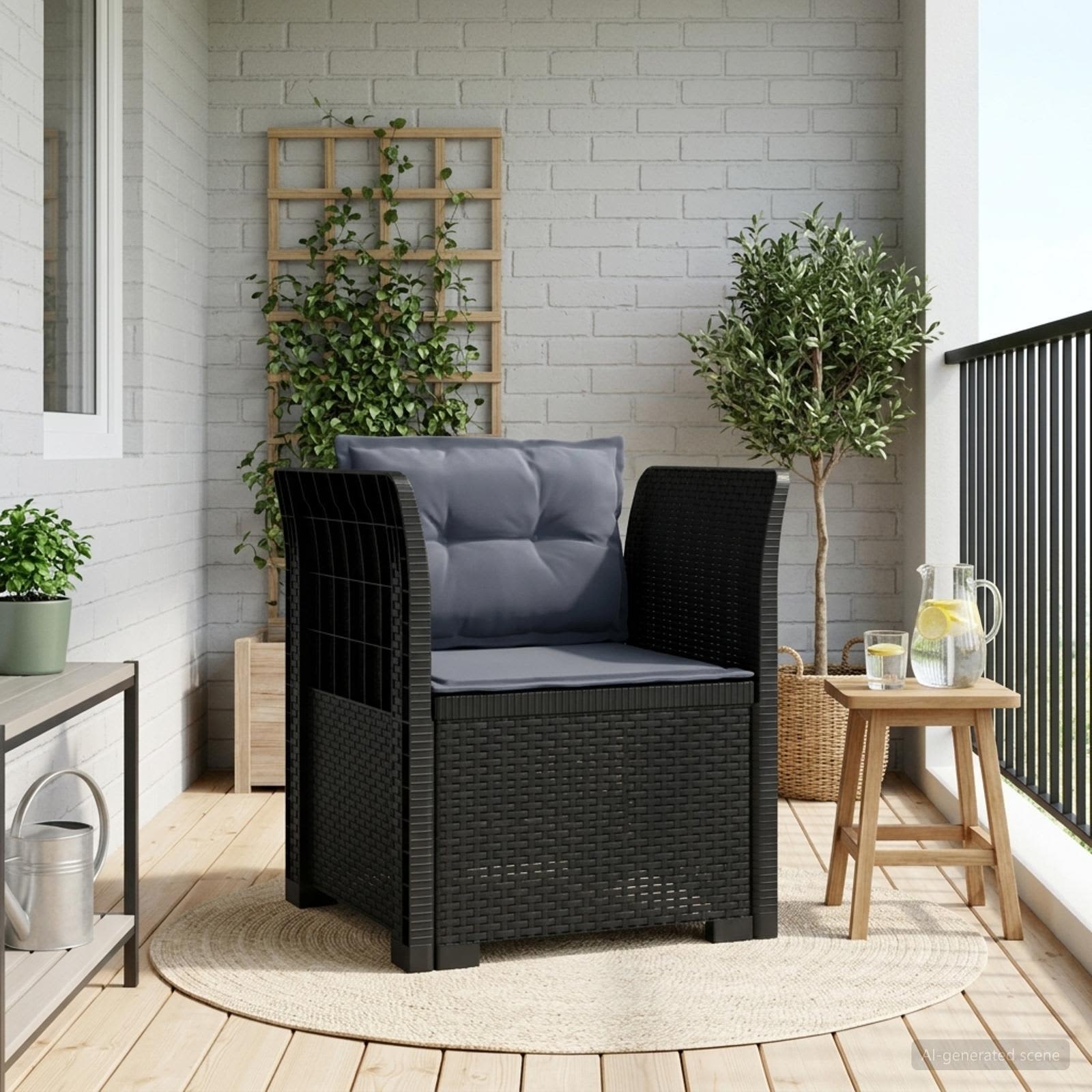 vidaXL Fotoliu cu 1 Loc cu Perne Aspect Rattan PP Antracit