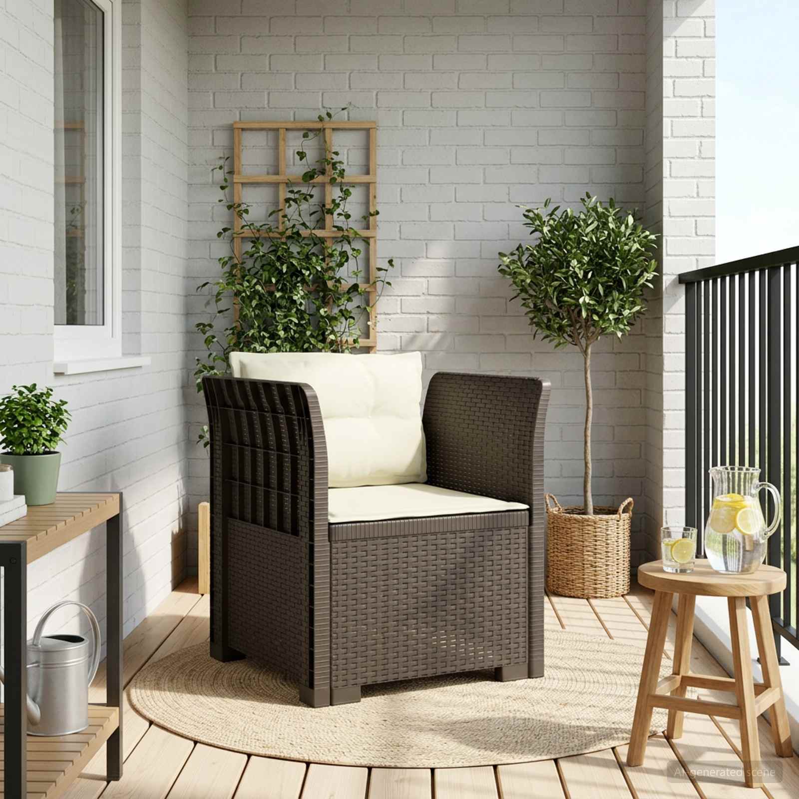 vidaXL Fotoliu cu 1 Loc cu Perne Aspect Rattan PP Gri deschis