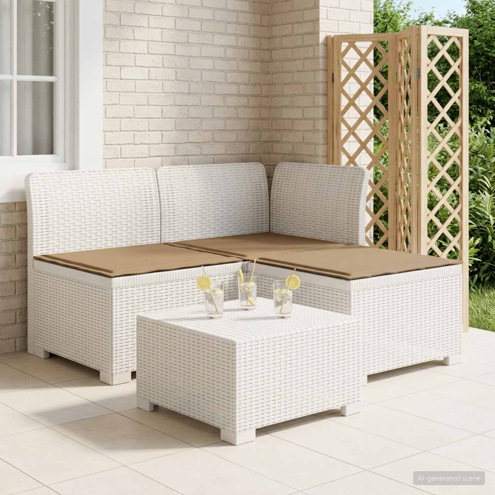 vidaXL 3-personers havensofa med puder i rattanlook 3-personers PP