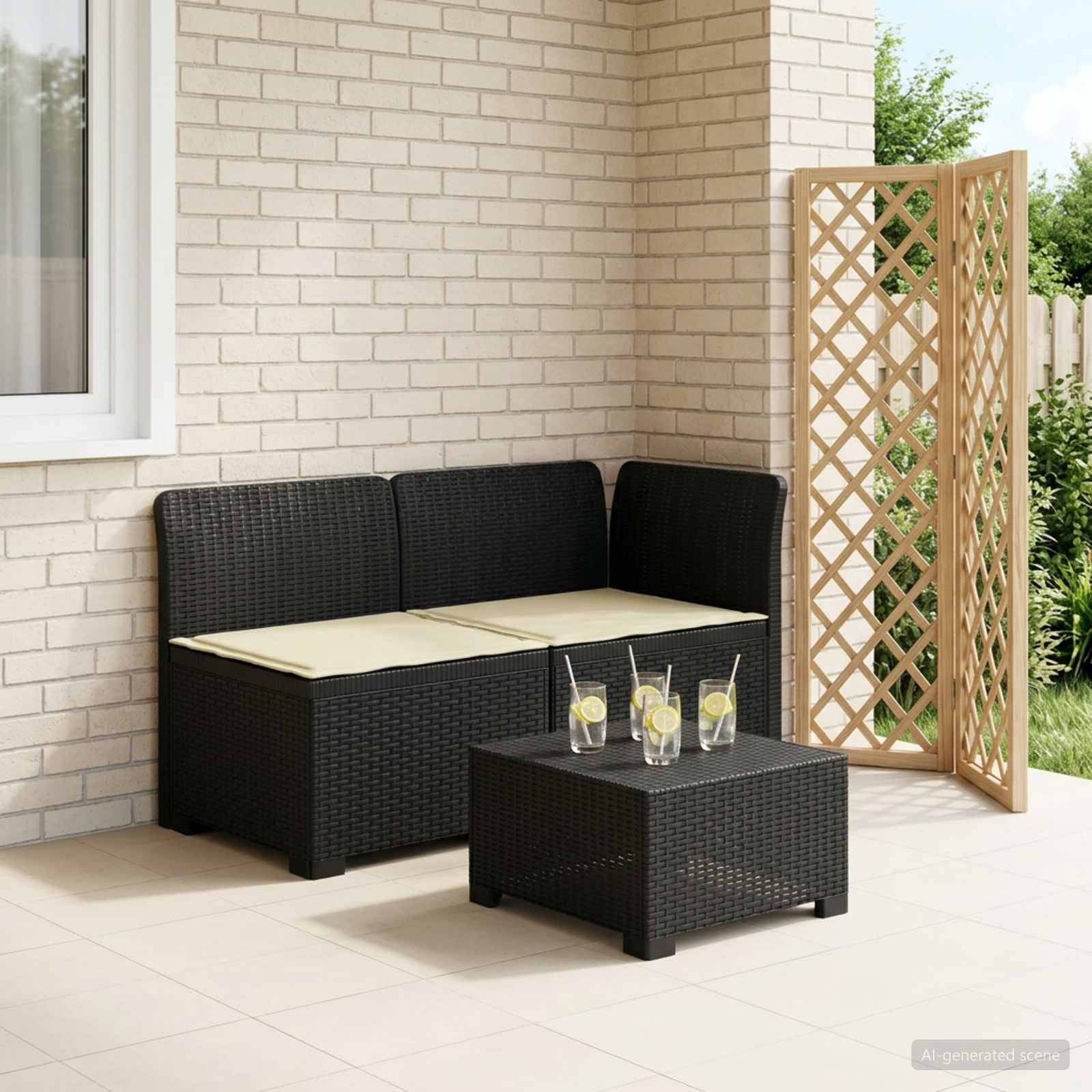 vidaXL Canapea de Grădină cu 2 Locuri cu Perne Aspect Rattan PP