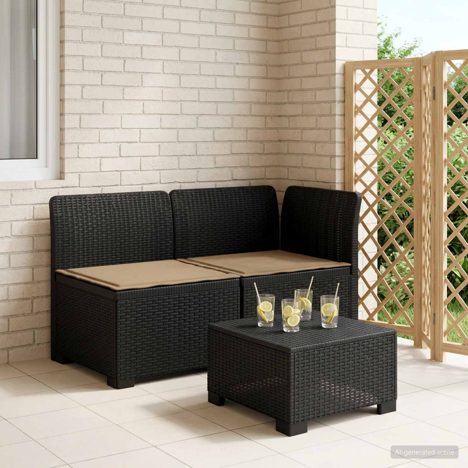 vidaXL Canapea de Grădină cu 2 Locuri cu Perne Aspect Rattan PP